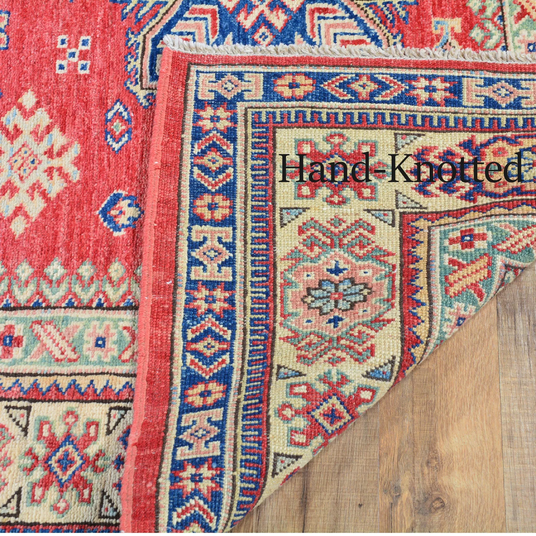 Hand-Knotted Fine Oriental Super Kazak Tribal Design Wool Rug (Size 4.3 X 6.0) Brral-2409