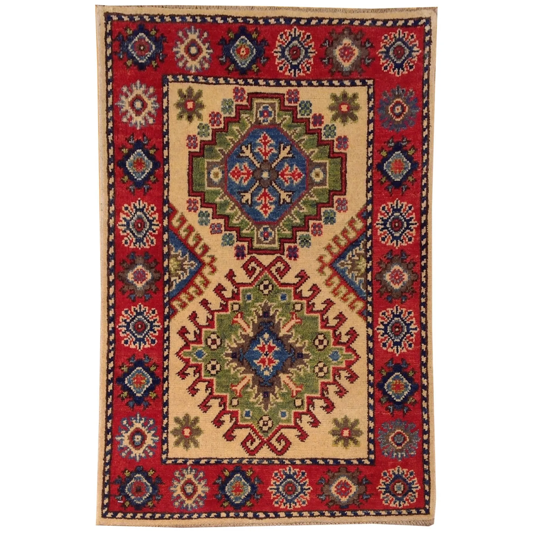 Hand-Knotted Fine Tribal Kazak Wool Handmade Oriental Rug (Size 2.1 X 3.1) Brral-3537