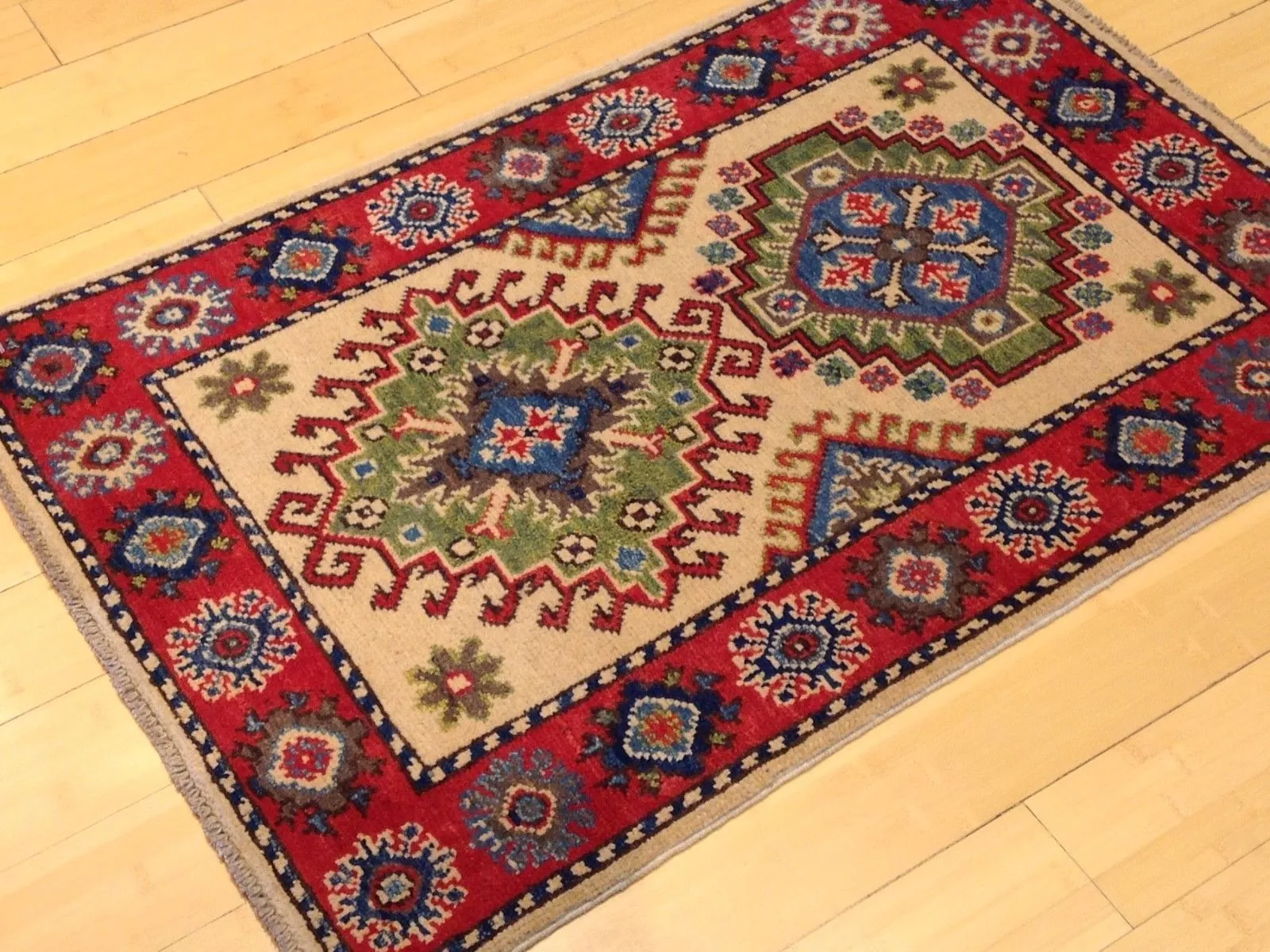 Hand-Knotted Fine Tribal Kazak Wool Handmade Oriental Rug (Size 2.1 X 3.1) Brral-3537