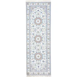 Hand-Knotted Fine Wool Silk Persian Nain Design Rug (Size 2.8 X 8.0) Cwral-6858