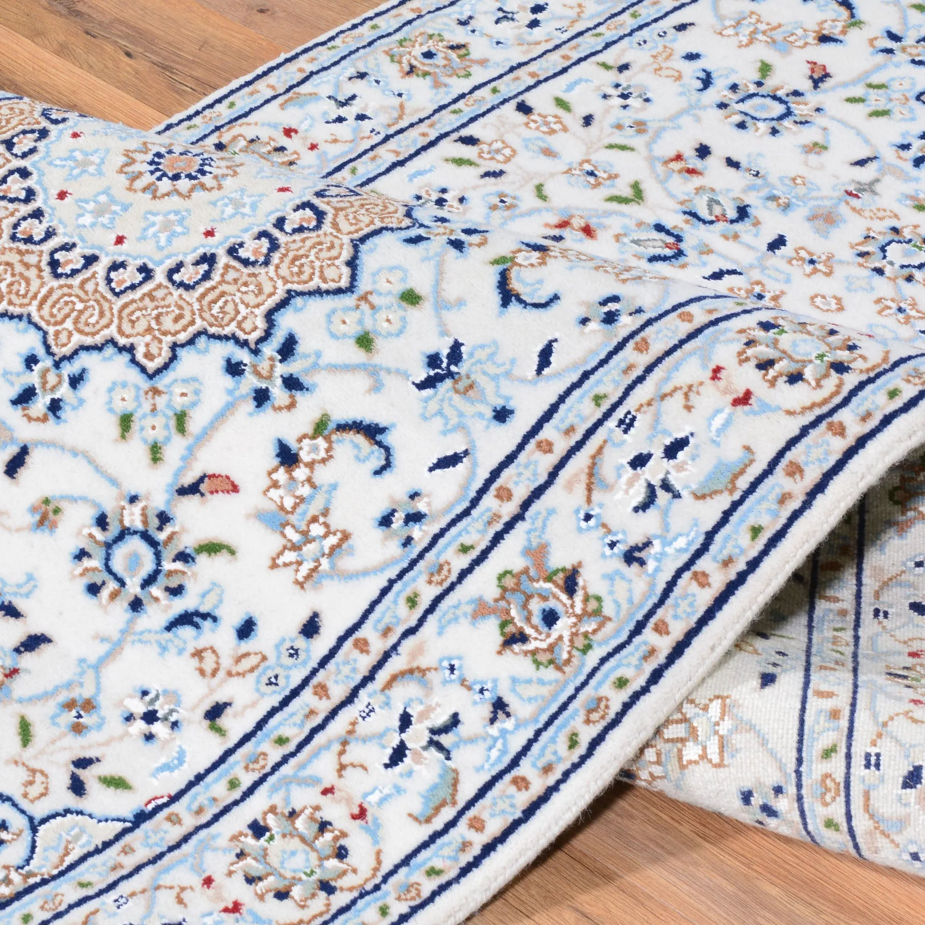 Hand-Knotted Fine Wool Silk Persian Nain Design Rug (Size 2.8 X 8.0) Cwral-6858