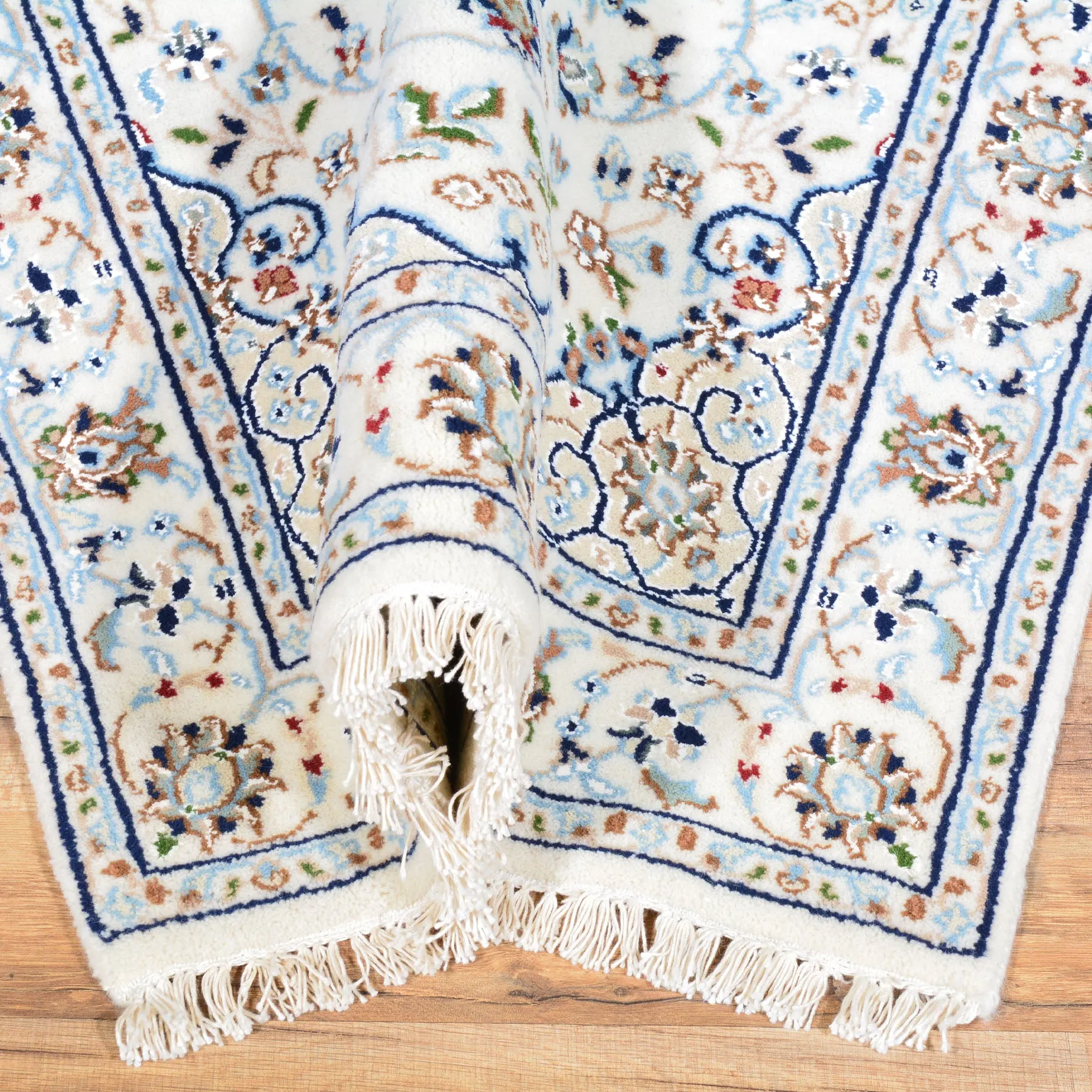 Hand-Knotted Fine Wool Silk Persian Nain Design Rug (Size 2.8 X 8.0) Cwral-6858