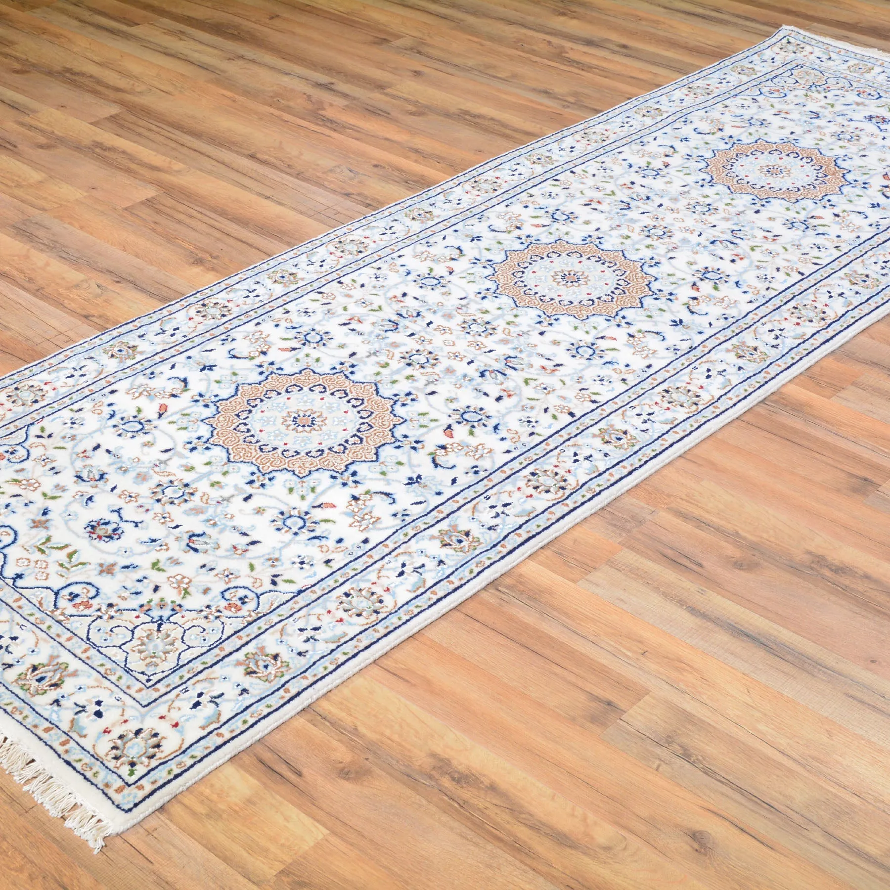 Hand-Knotted Fine Wool Silk Persian Nain Design Rug (Size 2.8 X 8.0) Cwral-6858
