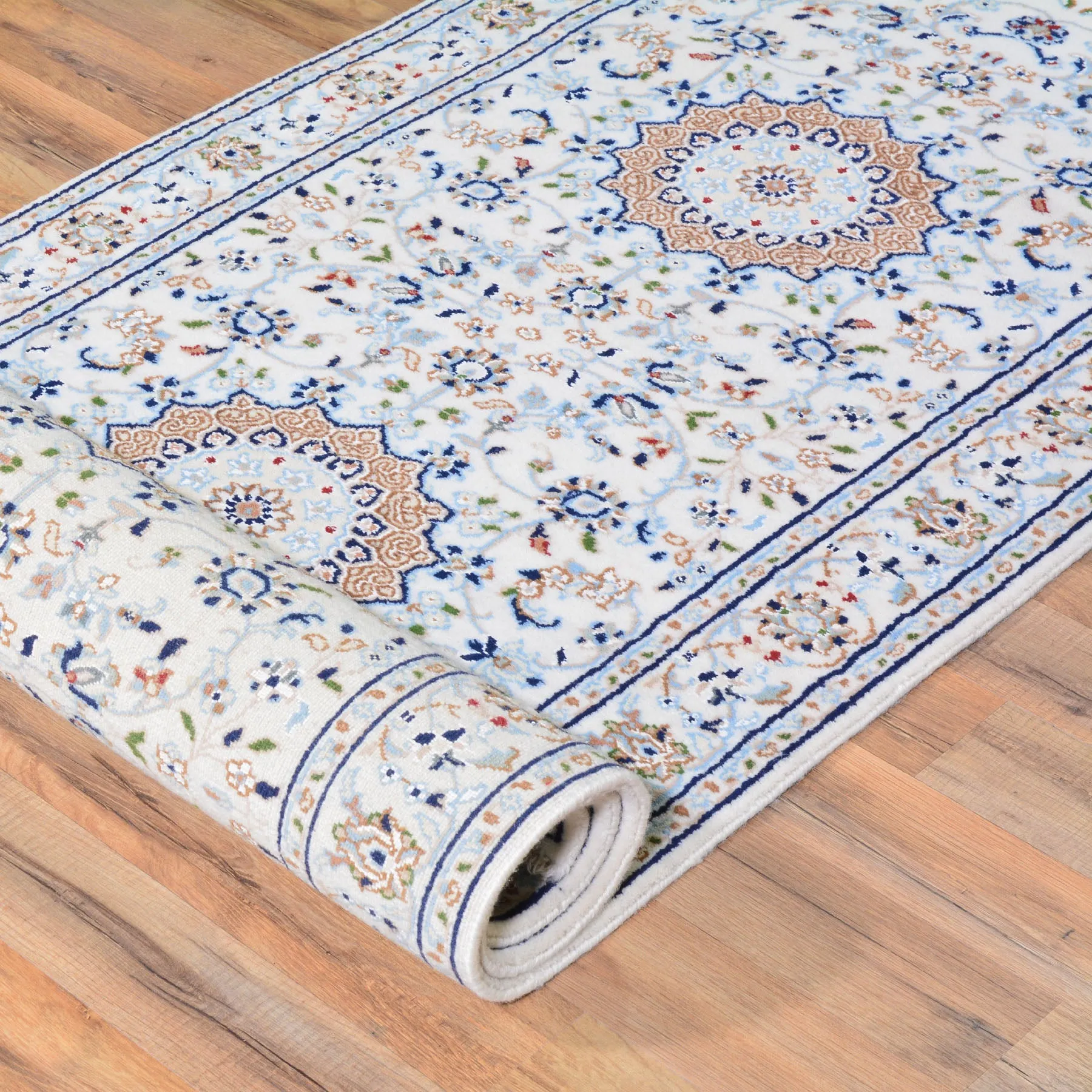 Hand-Knotted Fine Wool Silk Persian Nain Design Rug (Size 2.8 X 8.0) Cwral-6858