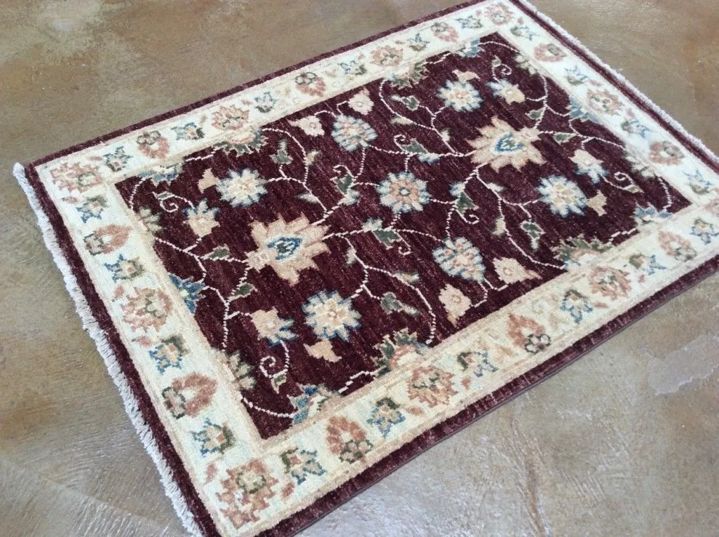 Hand-Knotted Floral Design Handmade Wool Peshawar Rug (Size 2.2 X 3.0) Brrsf-1671