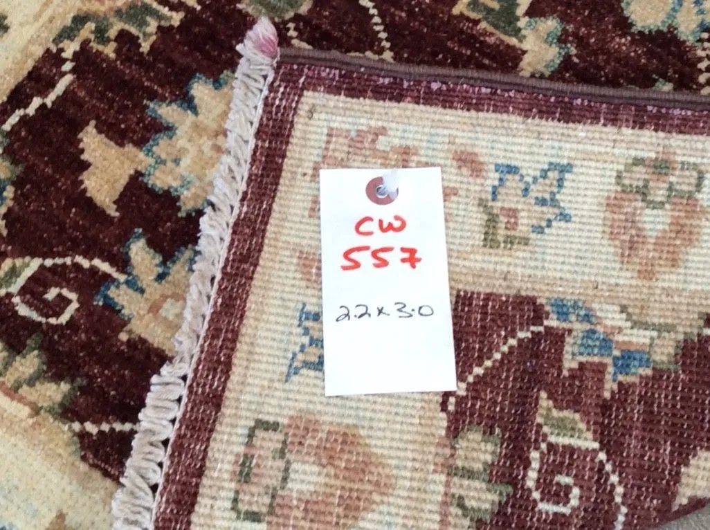 Hand-Knotted Floral Design Handmade Wool Peshawar Rug (Size 2.2 X 3.0) Brrsf-1671