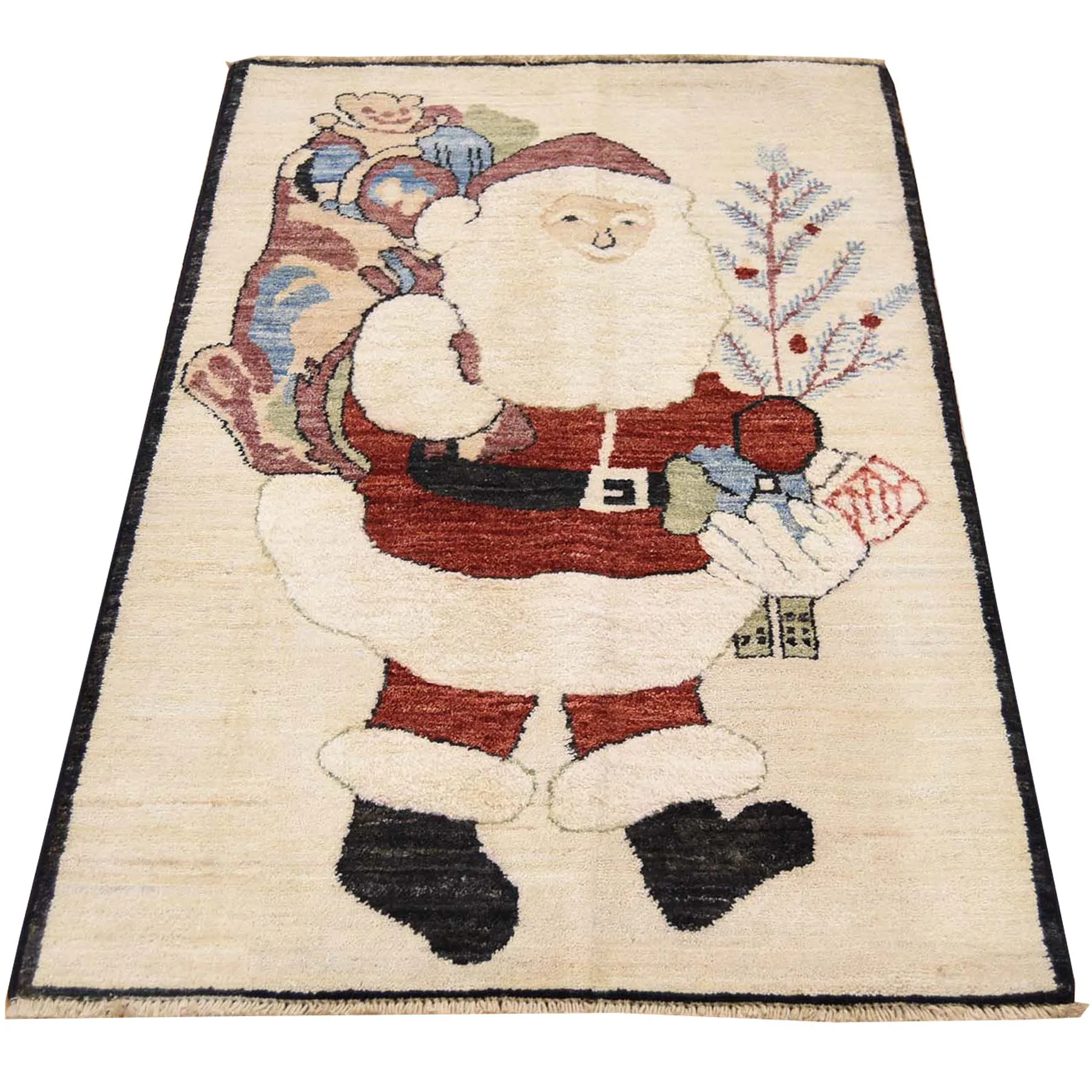 Hand-Knotted Fluffy Beard Santa Claus Handmade Wool Rug (Size 2.6 X 4.1) Cwral-7554