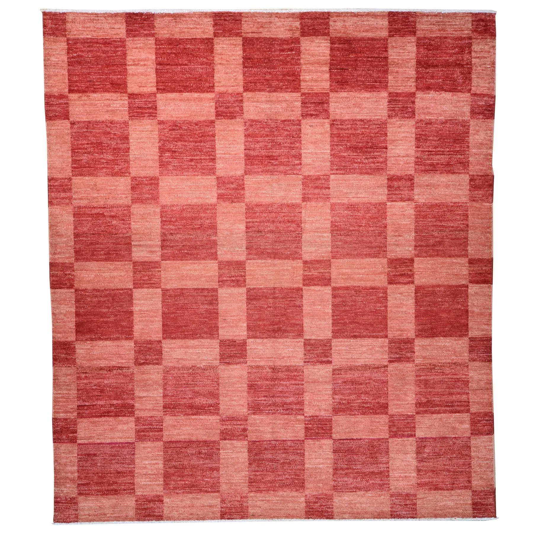 Hand-Knotted Gabbeh Checker Design Wool Handmade Rug (Size 7.11 X 9.10) Brral-2565