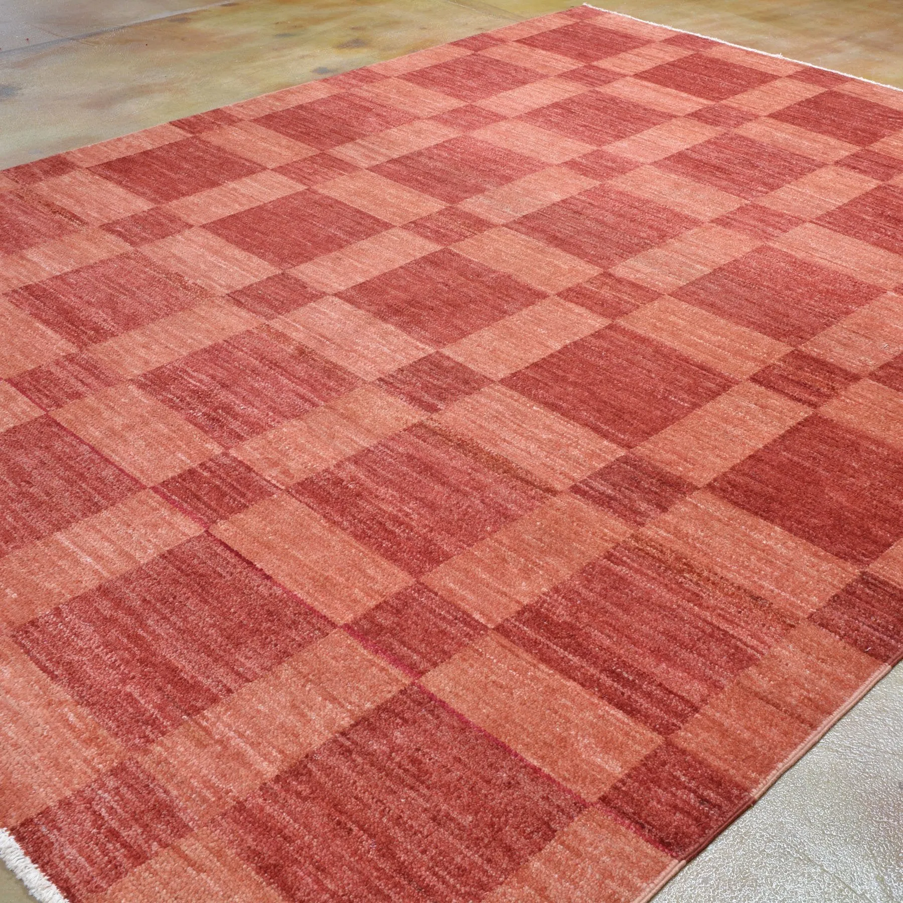 Hand-Knotted Gabbeh Checker Design Wool Handmade Rug (Size 7.11 X 9.10) Brral-2565