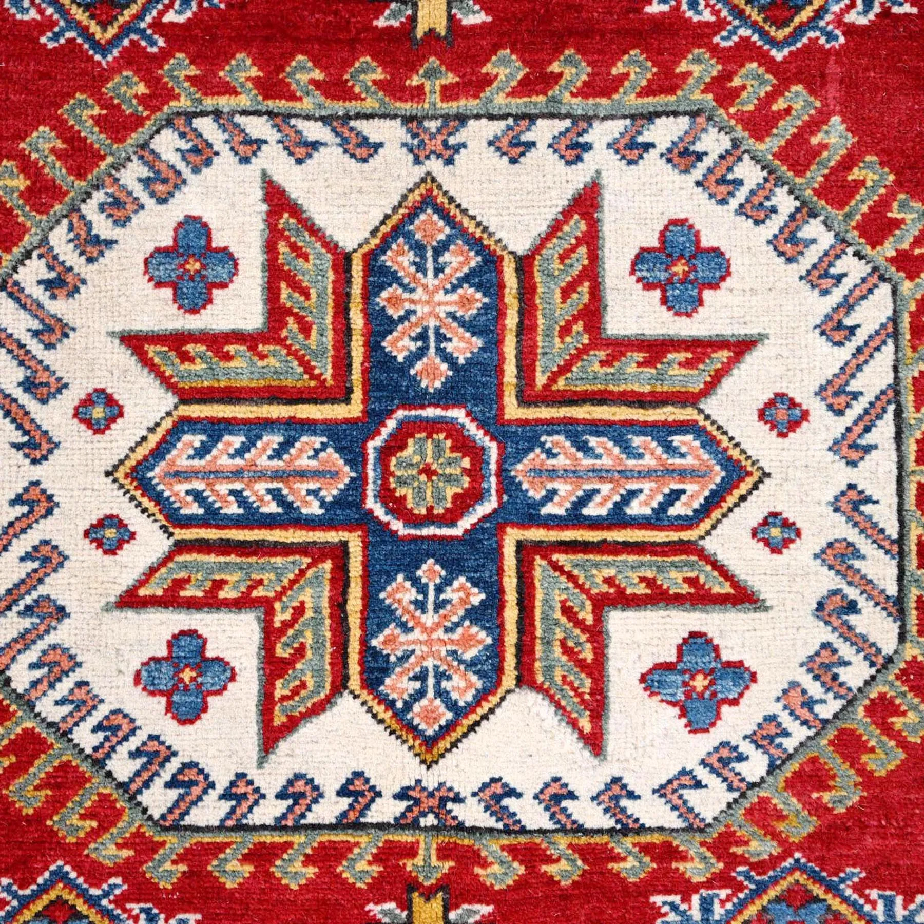 Hand-Knotted Geometric Kazak Design Wool Rug (Size 5.11 X 8.4) Cwral-11073