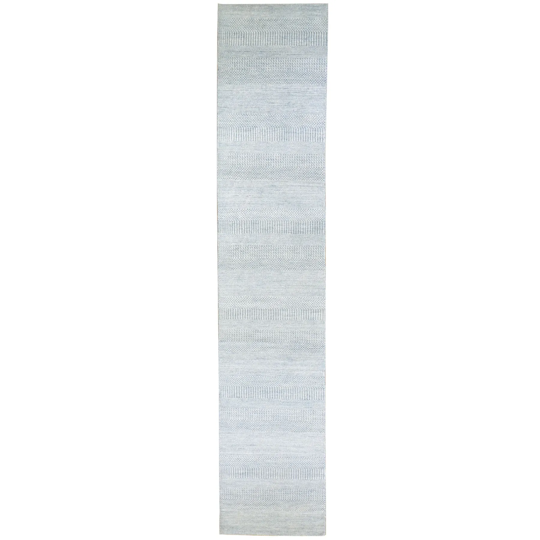 Hand-Knotted Grey Modern Design Handmade Wool Rug (Size 2.6 X 12.2) Cwral-7248