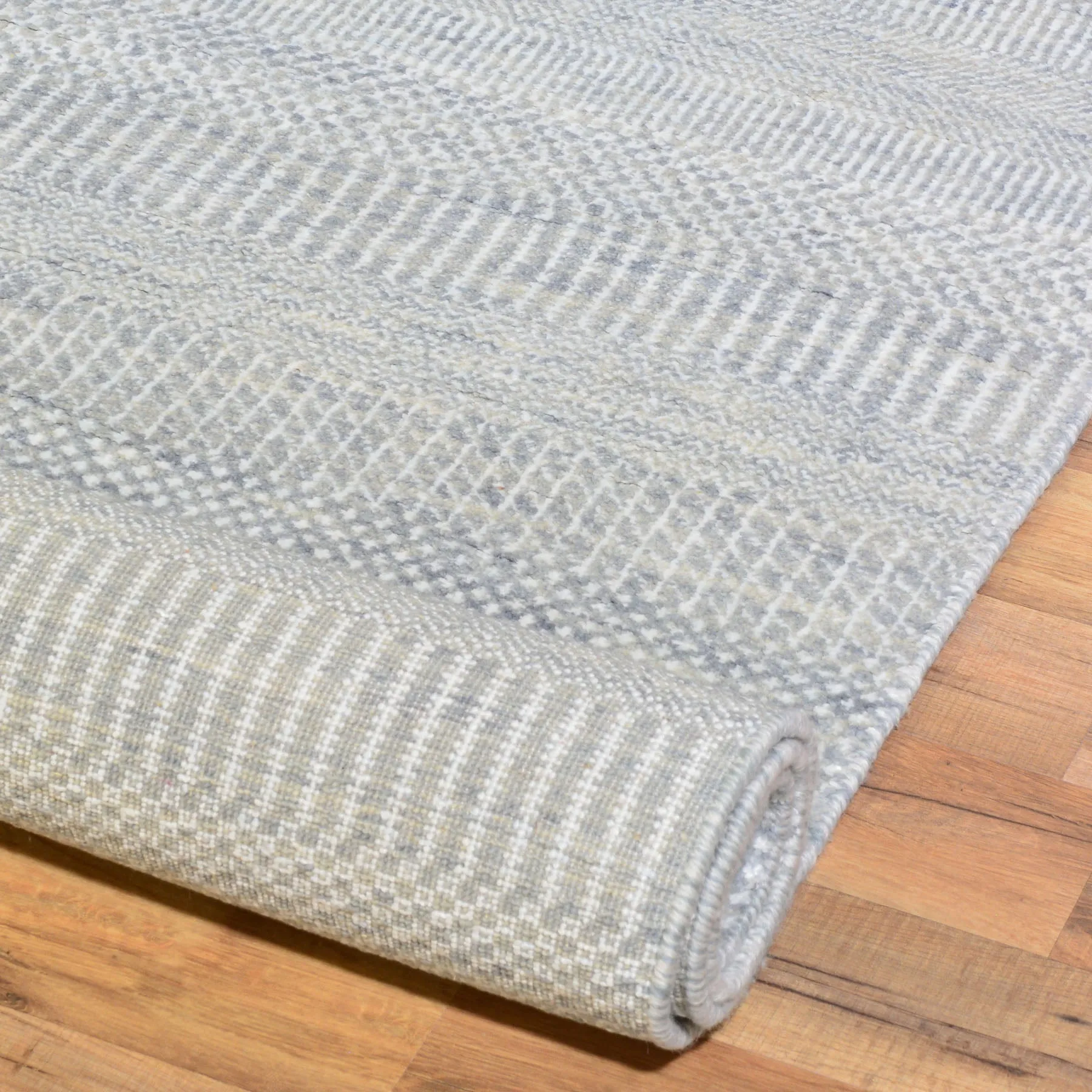 Hand-Knotted Grey Modern Design Handmade Wool Rug (Size 2.6 X 12.2) Cwral-7248