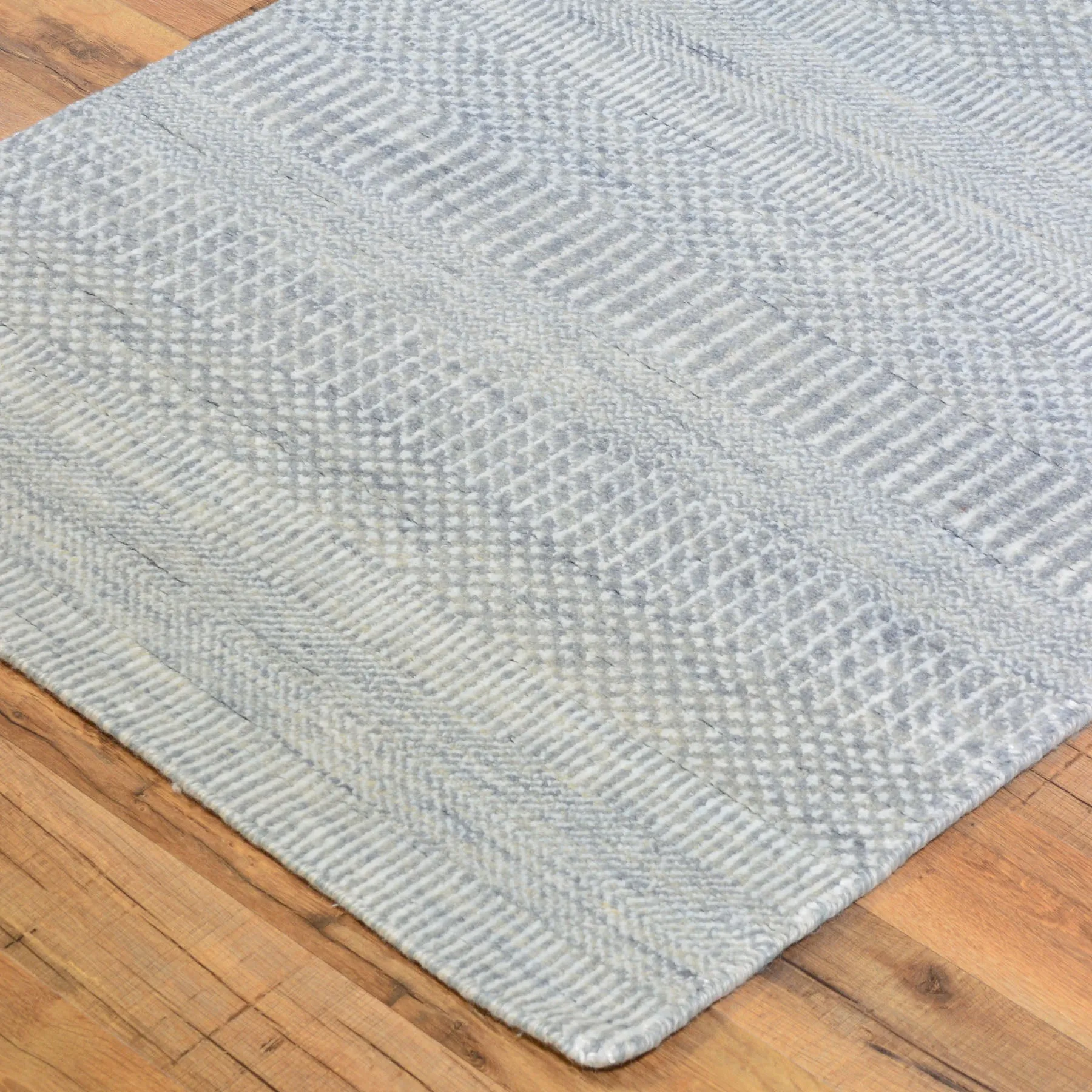 Hand-Knotted Grey Modern Design Handmade Wool Rug (Size 2.6 X 12.2) Cwral-7248