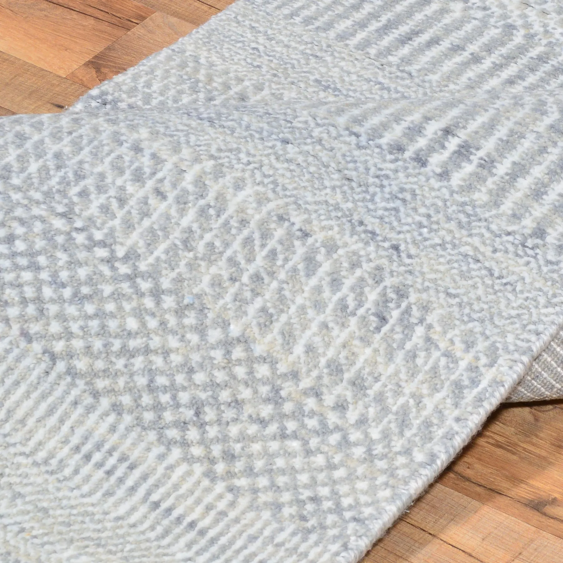 Hand-Knotted Grey Modern Design Handmade Wool Rug (Size 2.6 X 12.2) Cwral-7248