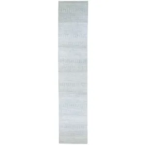 Hand-Knotted Grey Modern Design Handmade Wool Rug (Size 2.6 X 12.2) Cwral-7248