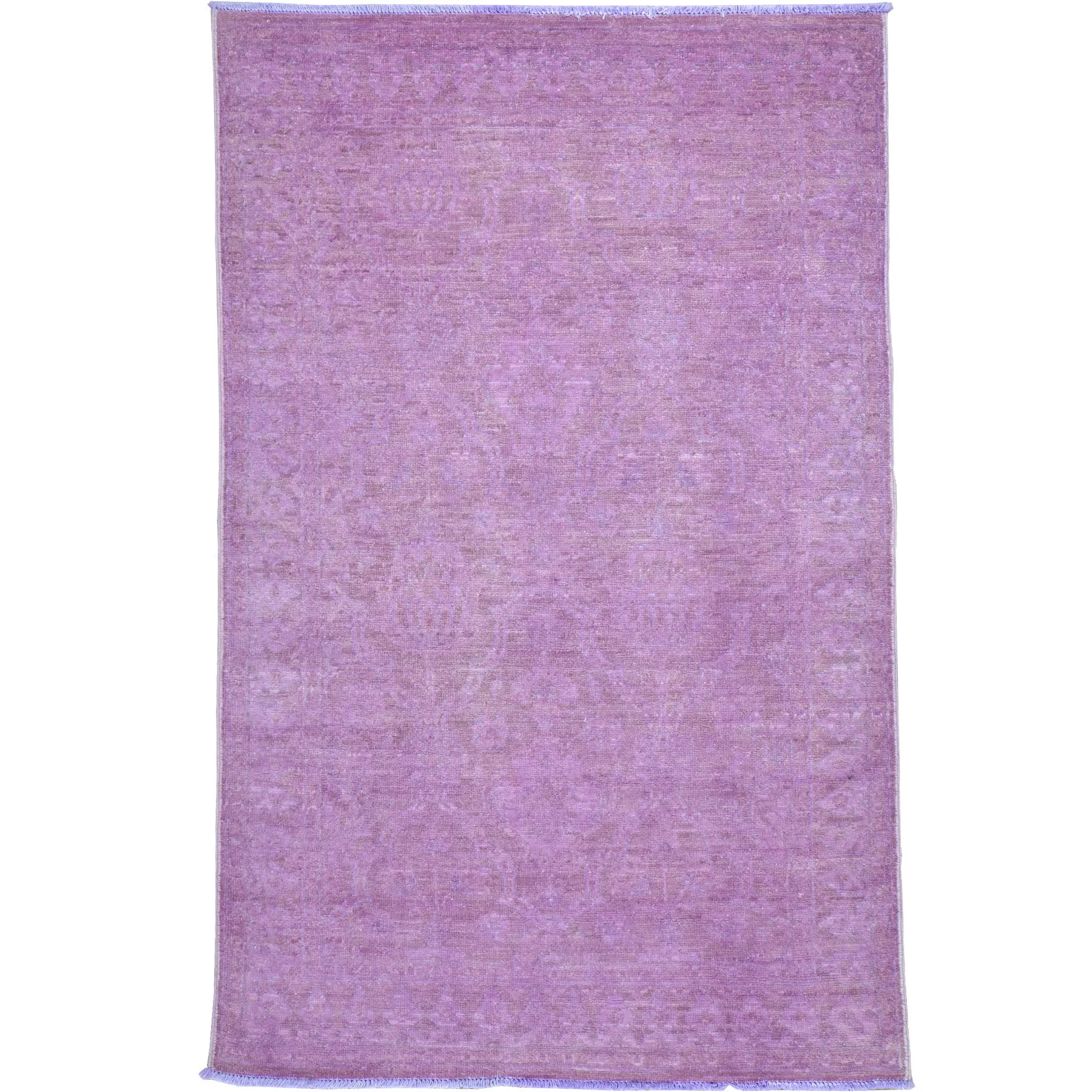 Hand-Knotted Handmade Overdye Wool Purple Color Modern Rug (Size 3.11 X 6.1) Brral-480