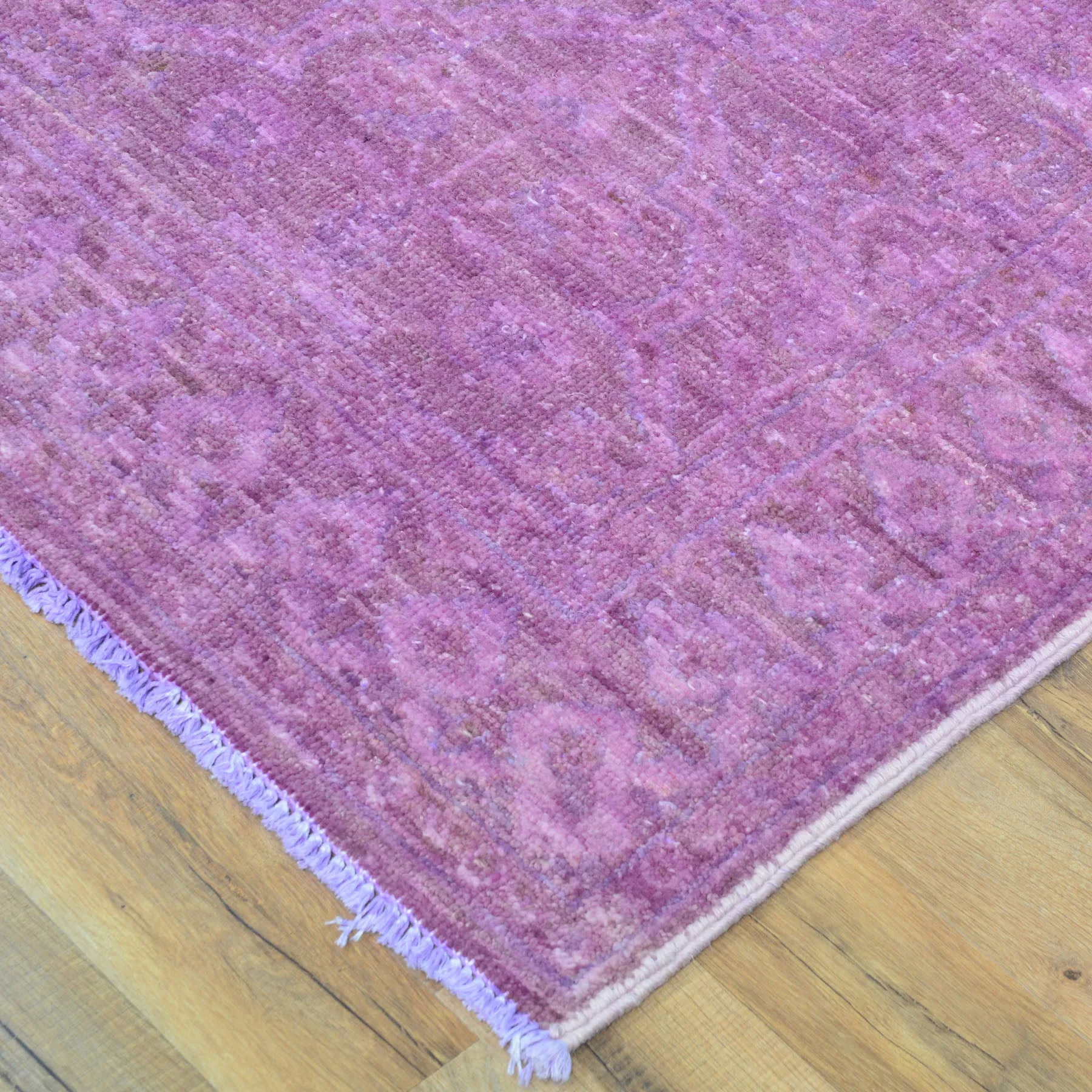 Hand-Knotted Handmade Overdye Wool Purple Color Modern Rug (Size 3.11 X 6.1) Brral-480