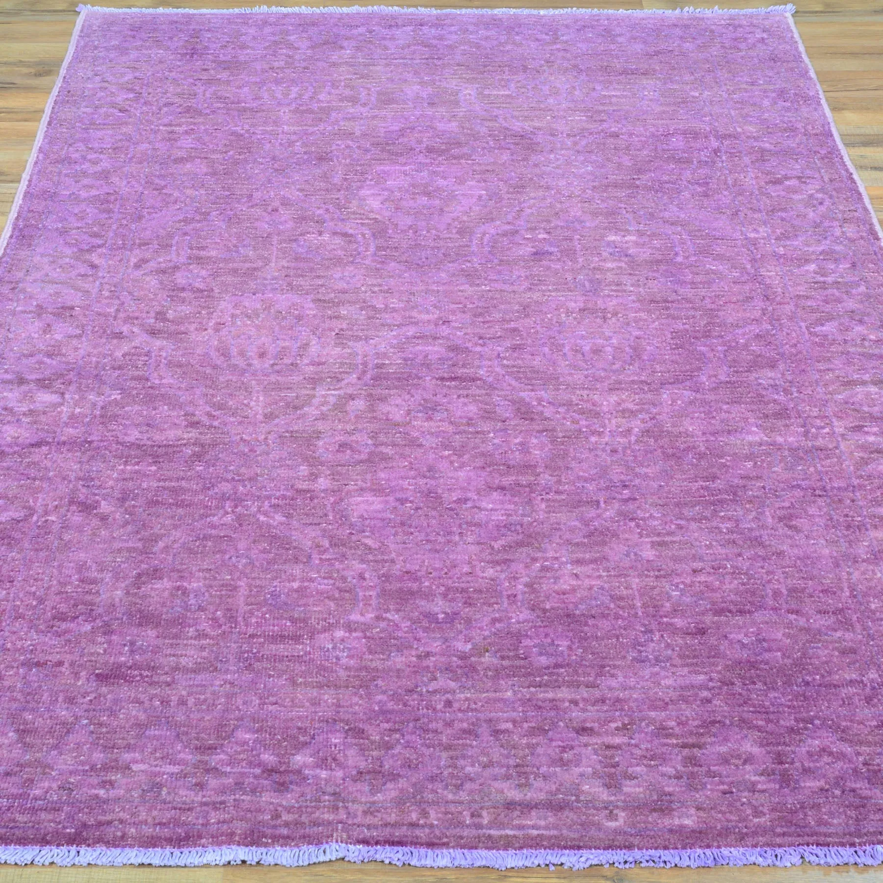 Hand-Knotted Handmade Overdye Wool Purple Color Modern Rug (Size 3.11 X 6.1) Brral-480