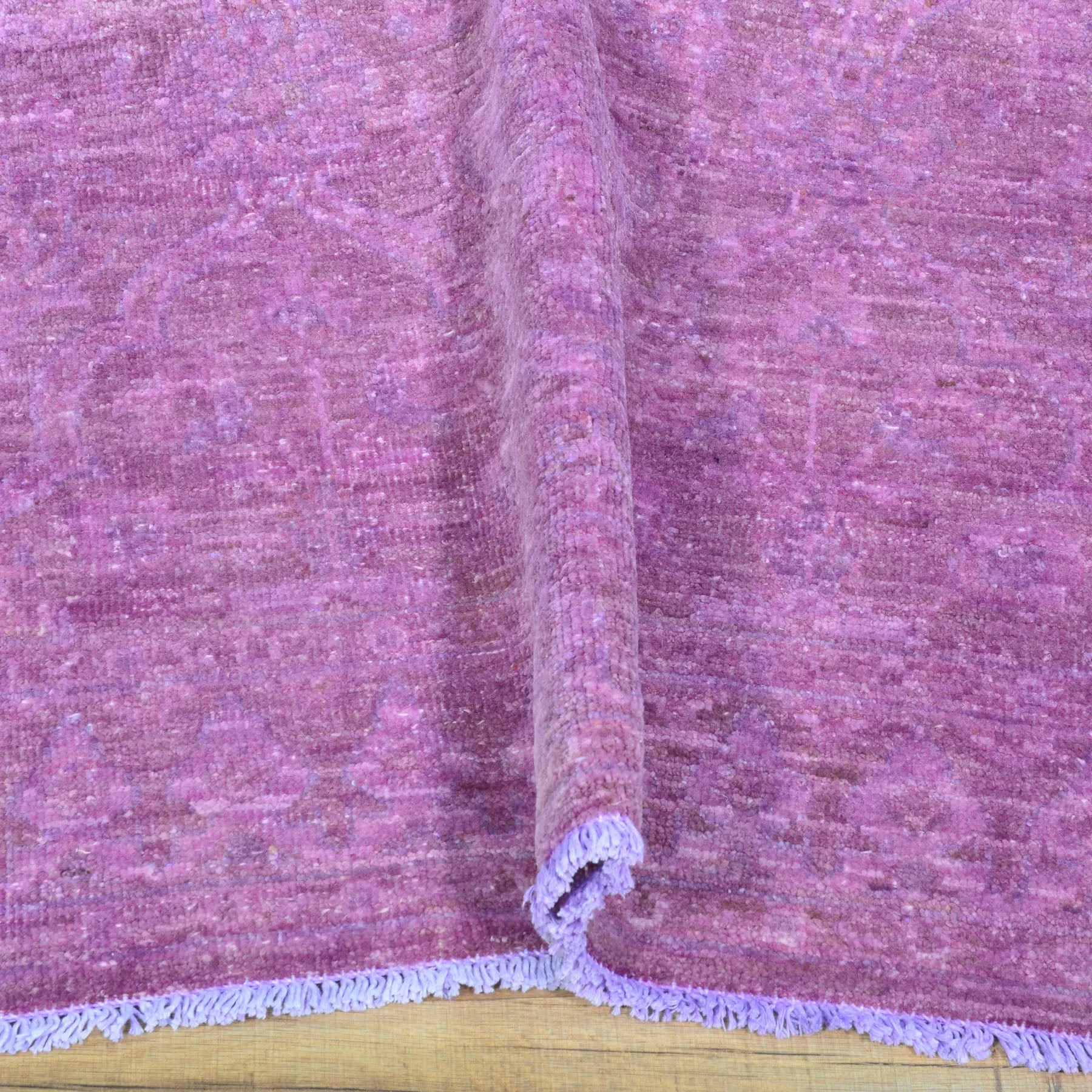 Hand-Knotted Handmade Overdye Wool Purple Color Modern Rug (Size 3.11 X 6.1) Brral-480