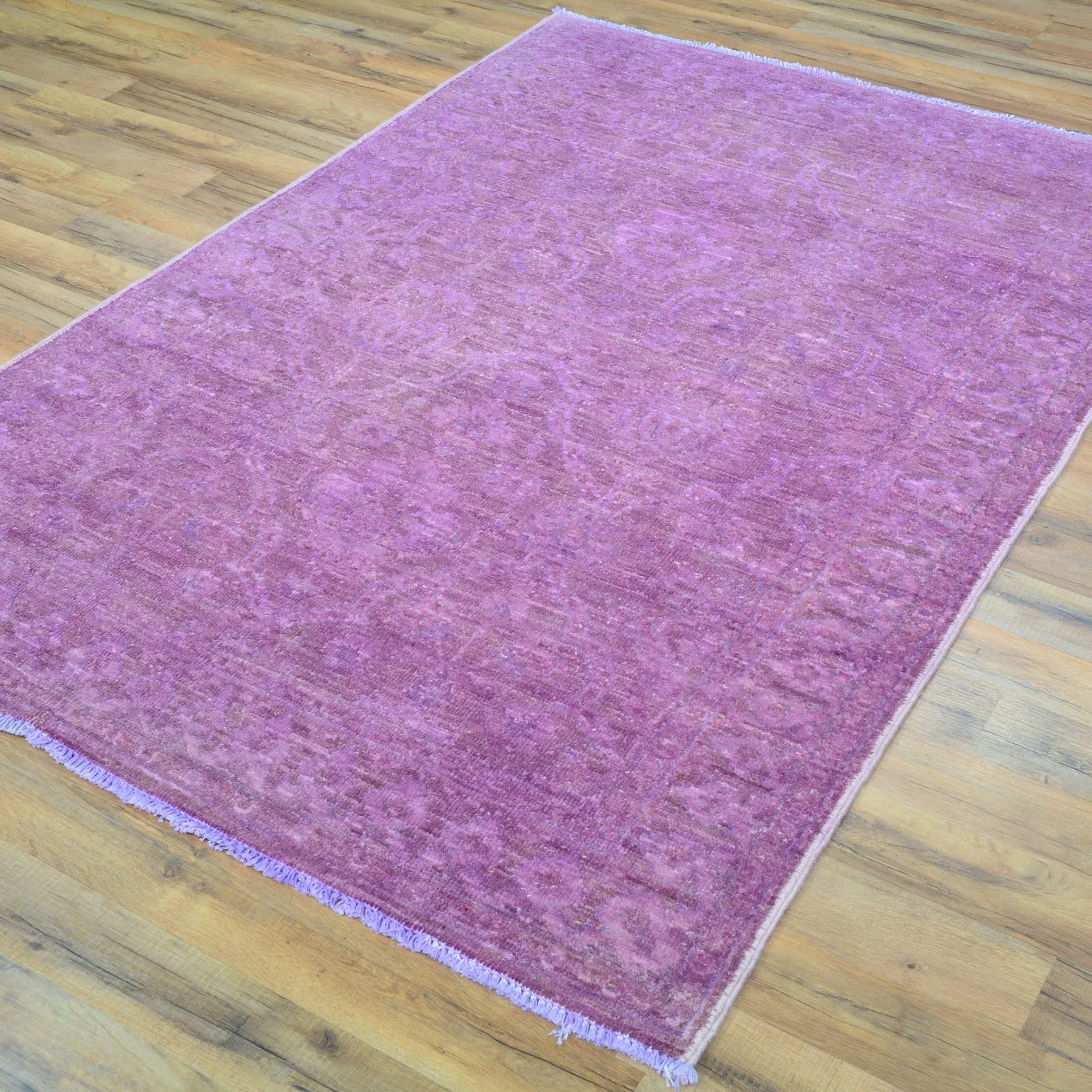 Hand-Knotted Handmade Overdye Wool Purple Color Modern Rug (Size 3.11 X 6.1) Brral-480