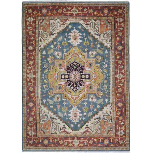 Hand-Knotted Heriz Design Traditional Handmade Wool Rug (Size 9.0 X 12.2) Brrsf-1200