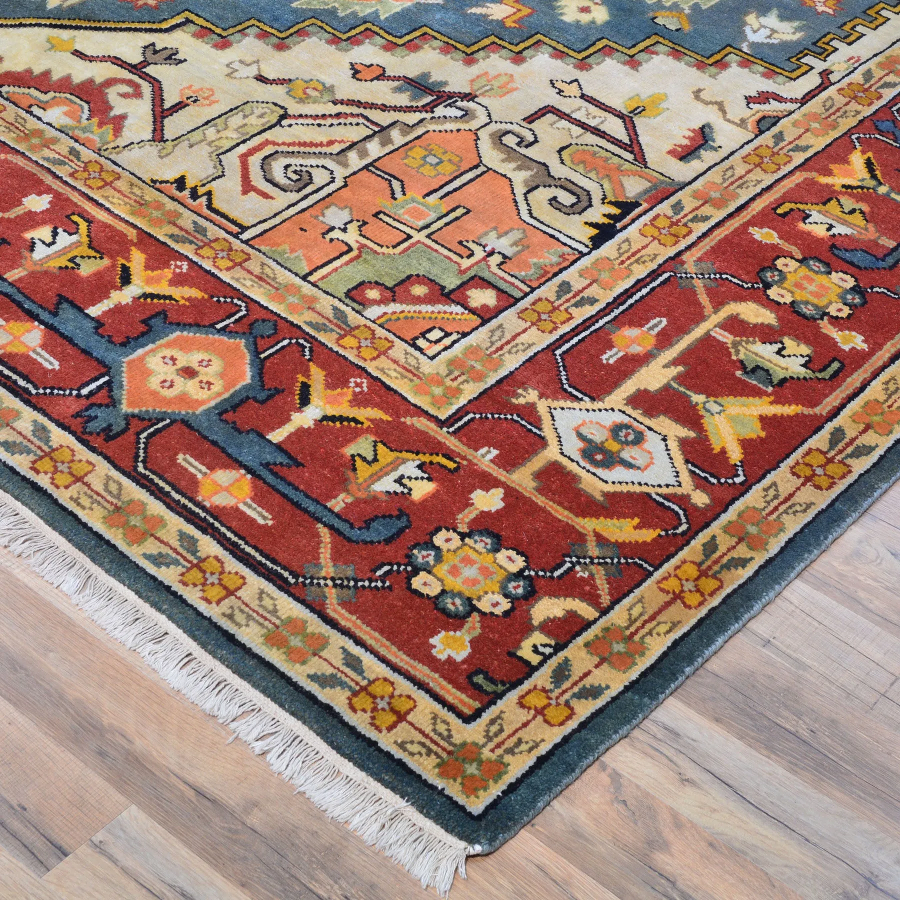 Hand-Knotted Heriz Design Traditional Handmade Wool Rug (Size 9.0 X 12.2) Brrsf-1200
