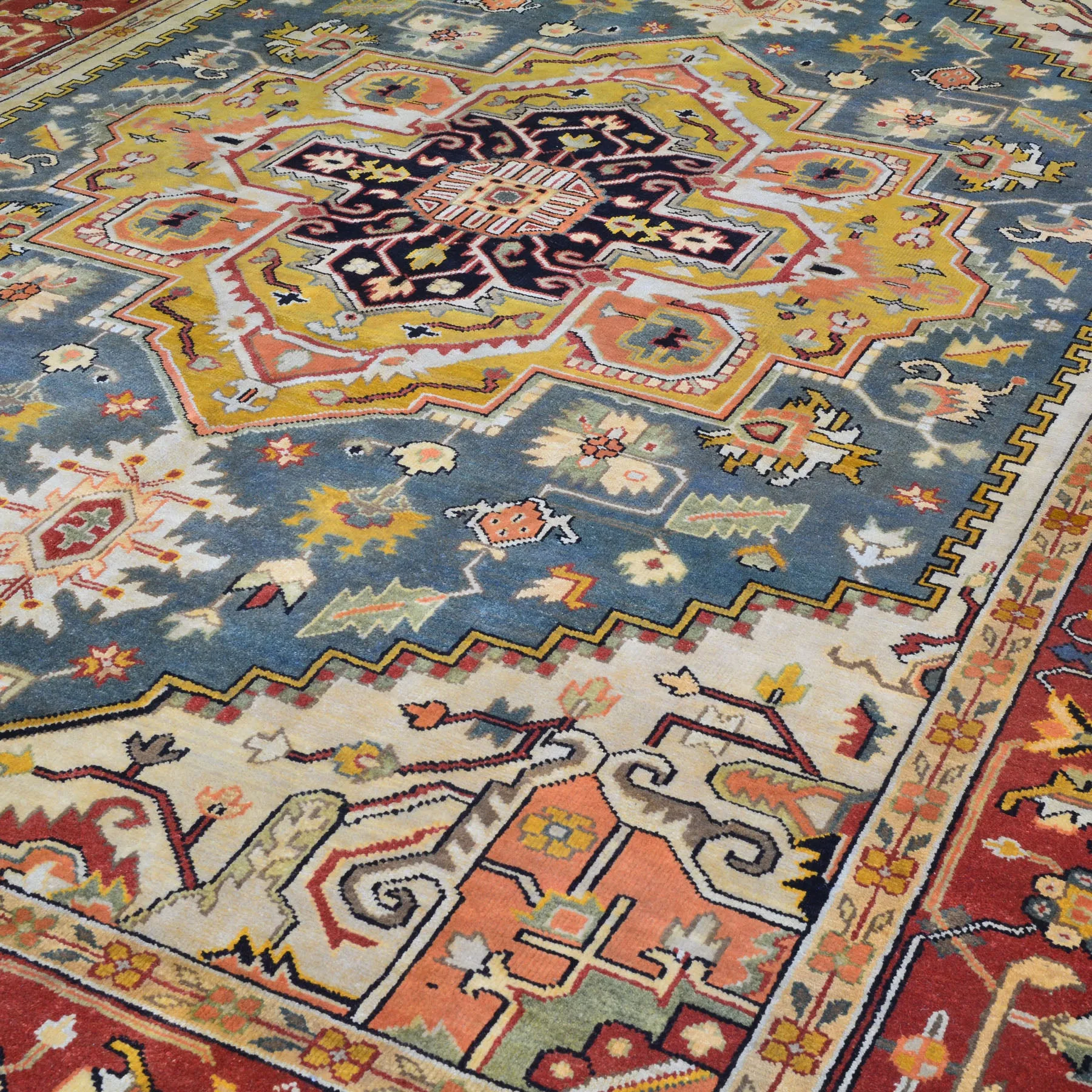 Hand-Knotted Heriz Design Traditional Handmade Wool Rug (Size 9.0 X 12.2) Brrsf-1200