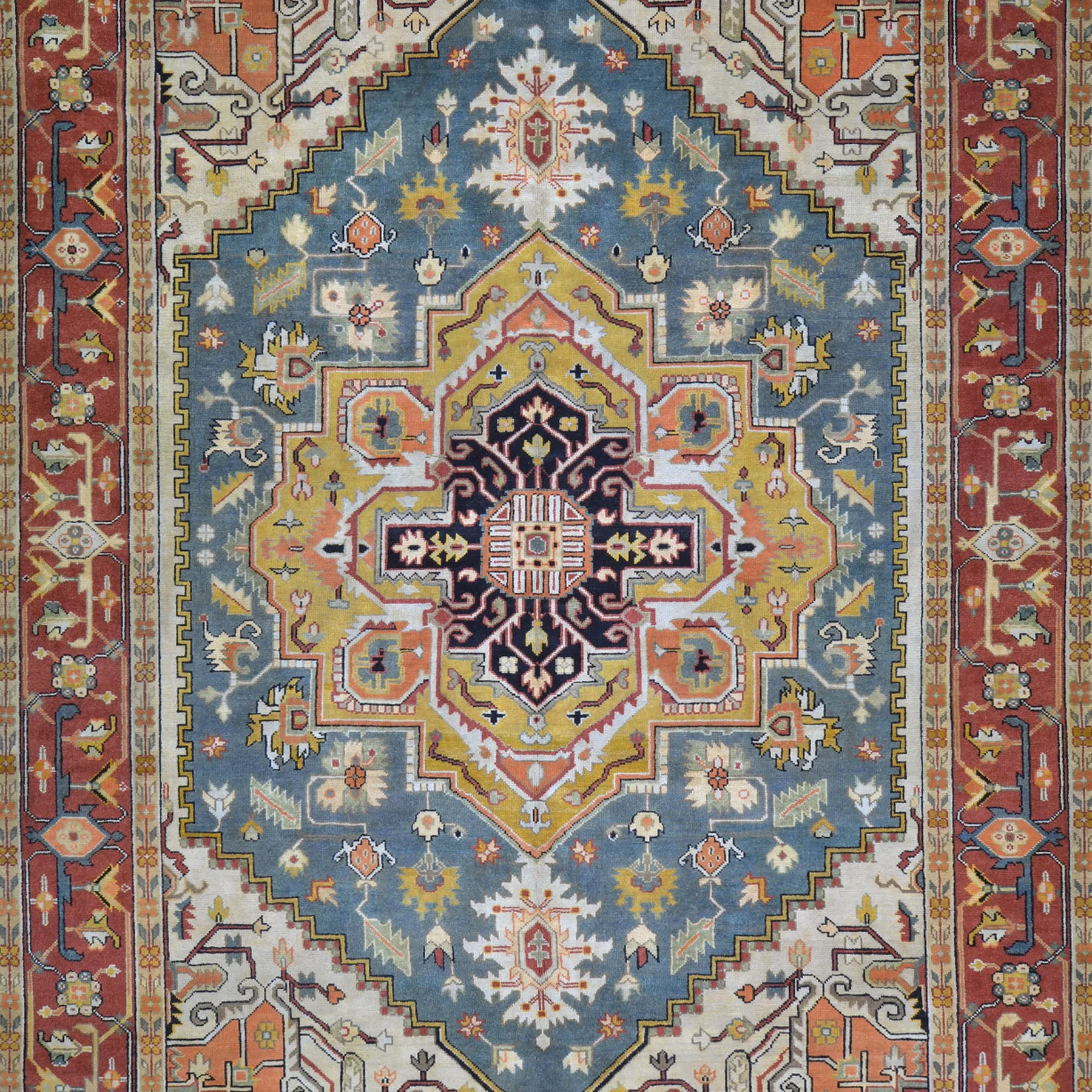 Hand-Knotted Heriz Design Traditional Handmade Wool Rug (Size 9.0 X 12.2) Brrsf-1200