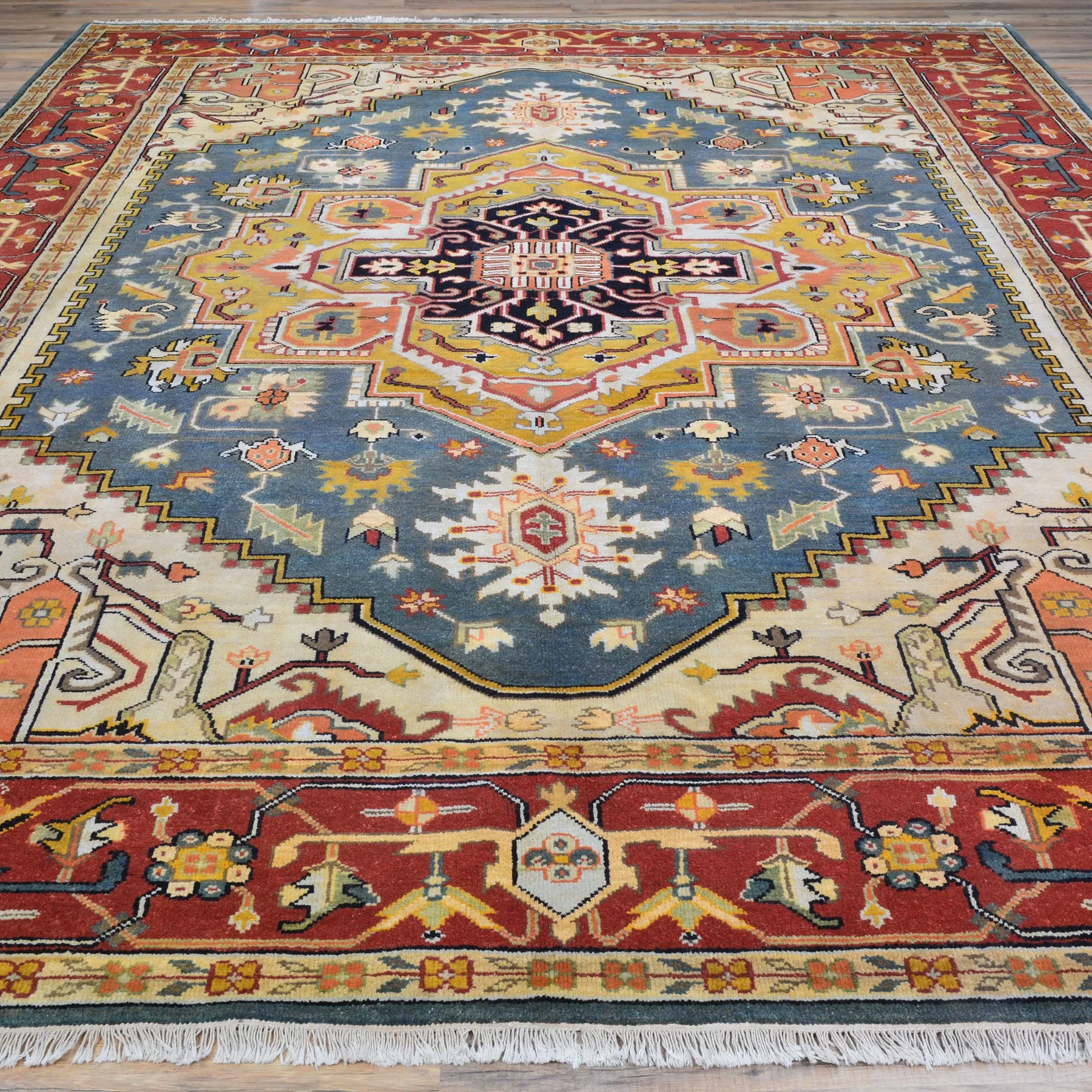 Hand-Knotted Heriz Design Traditional Handmade Wool Rug (Size 9.0 X 12.2) Brrsf-1200
