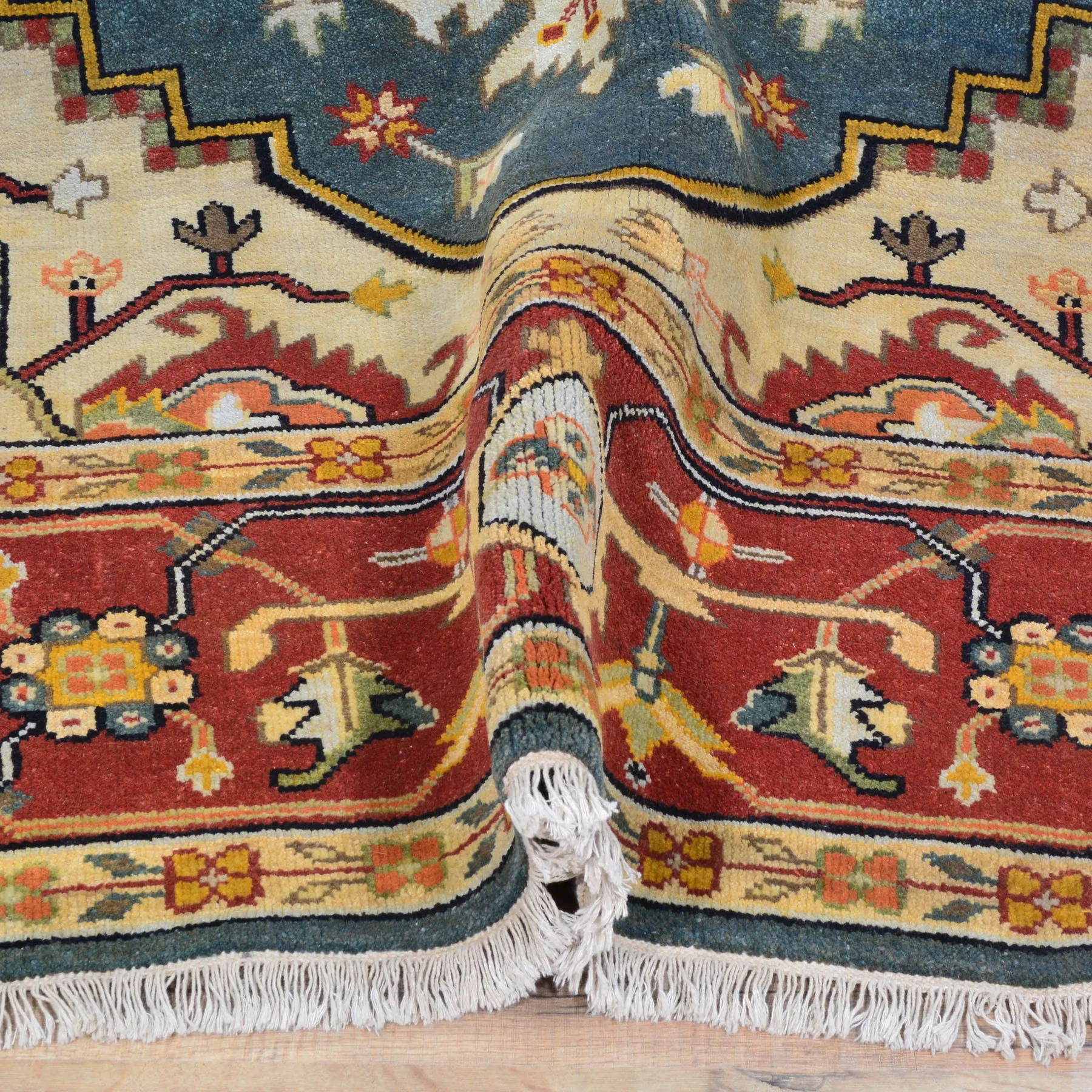 Hand-Knotted Heriz Design Traditional Handmade Wool Rug (Size 9.0 X 12.2) Brrsf-1200