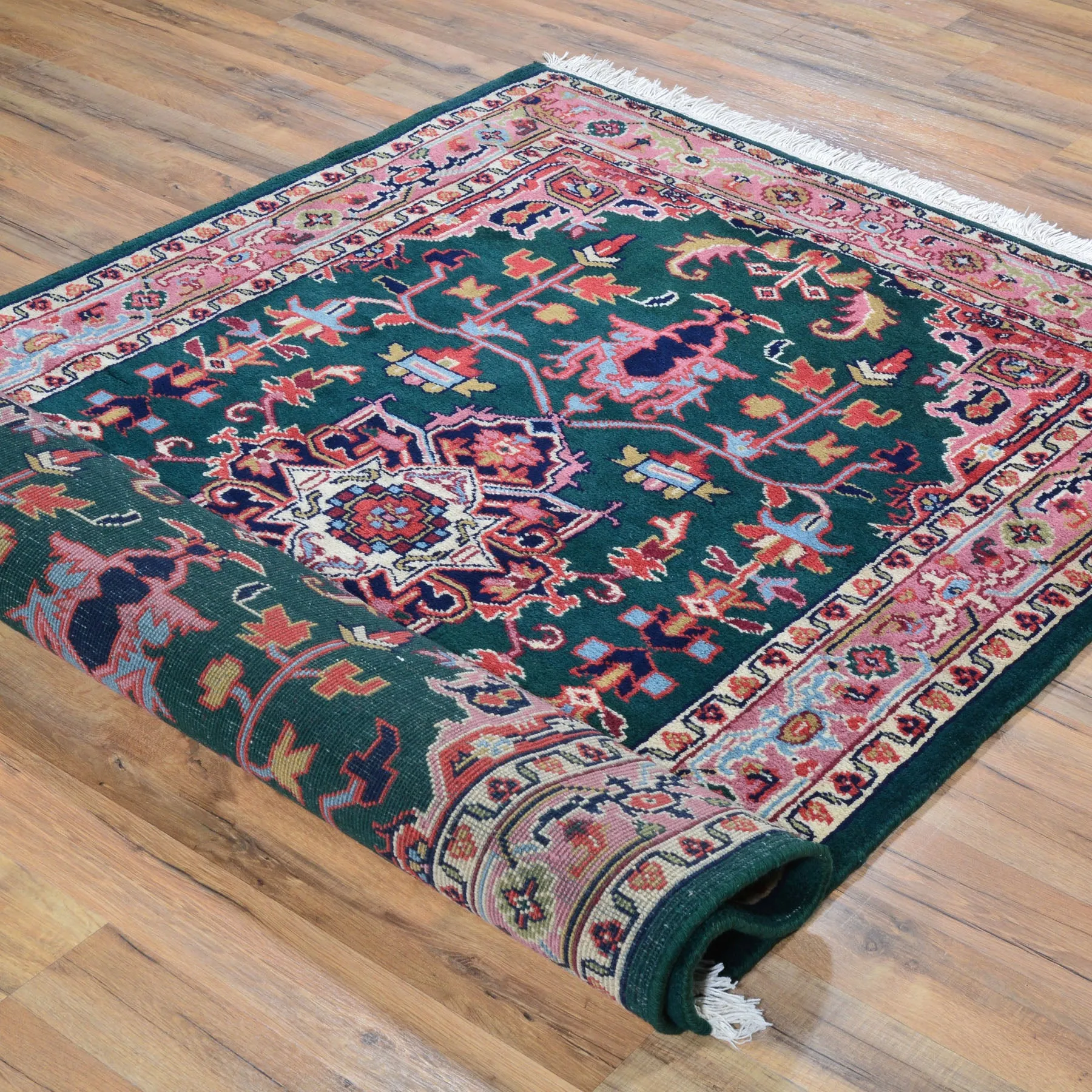 Hand-Knotted India Heriz Design 100% Oriental Wool Rug (Size 3.11 X 6.1) Cwral-4683