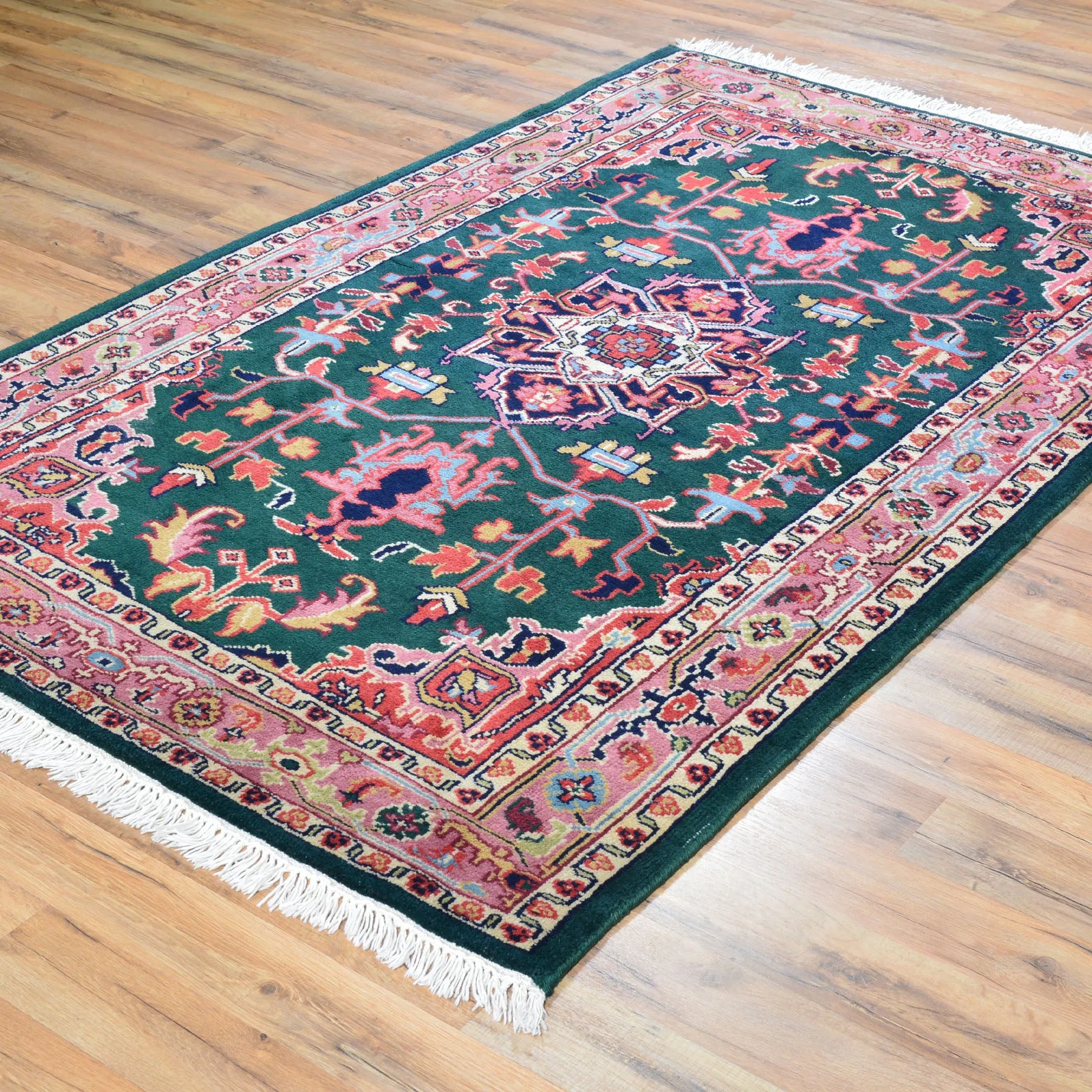 Hand-Knotted India Heriz Design 100% Oriental Wool Rug (Size 3.11 X 6.1) Cwral-4683