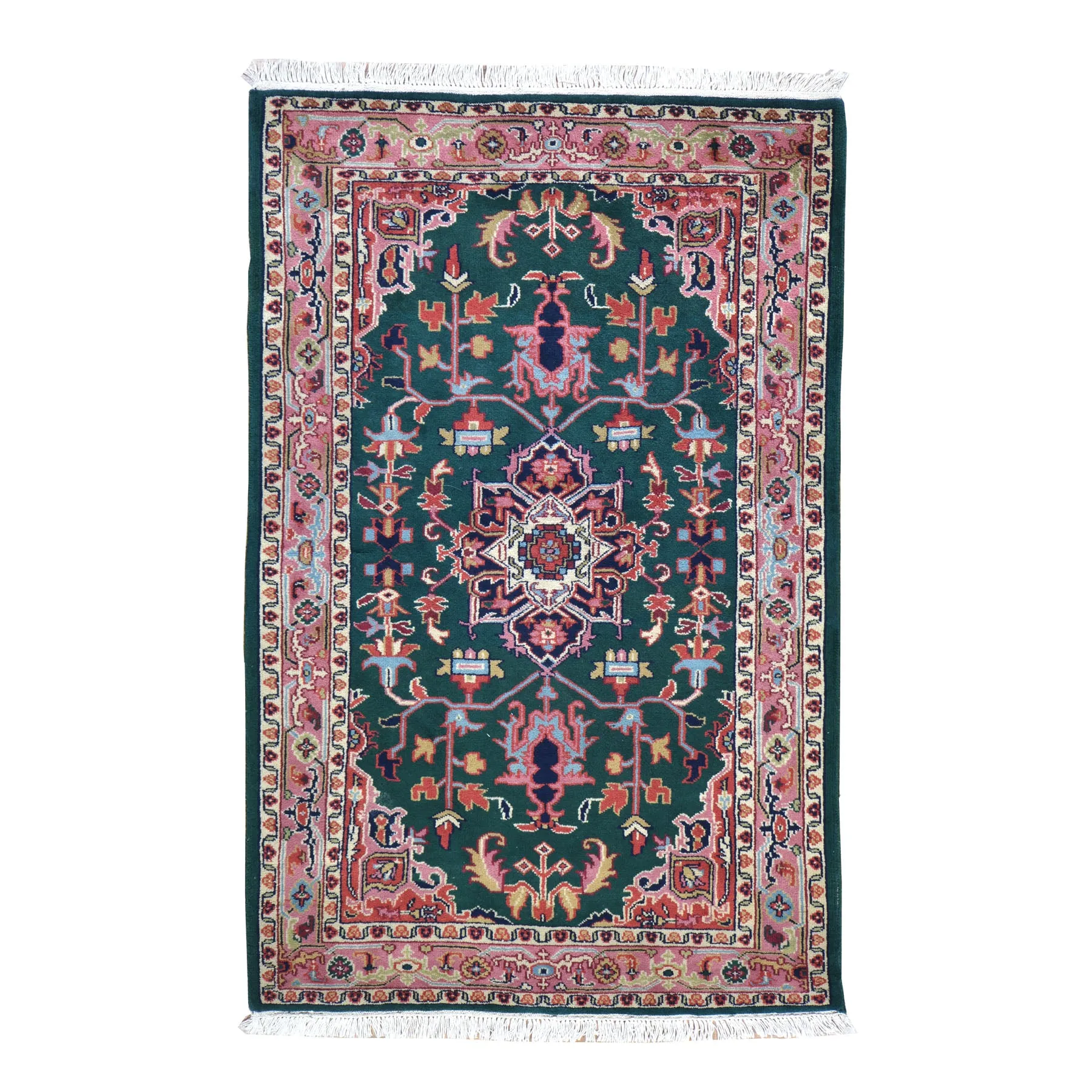 Hand-Knotted India Heriz Design 100% Oriental Wool Rug (Size 3.11 X 6.1) Cwral-4683