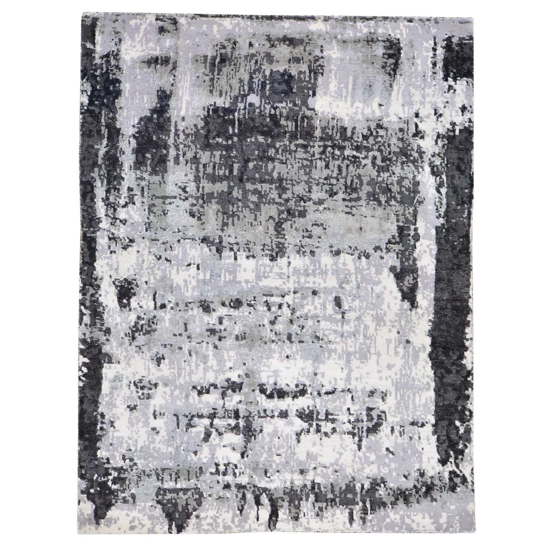 Hand-Knotted Modern Abstract Art Design Handmade Rug (Size 5.2 X 7.4) Brral-5418