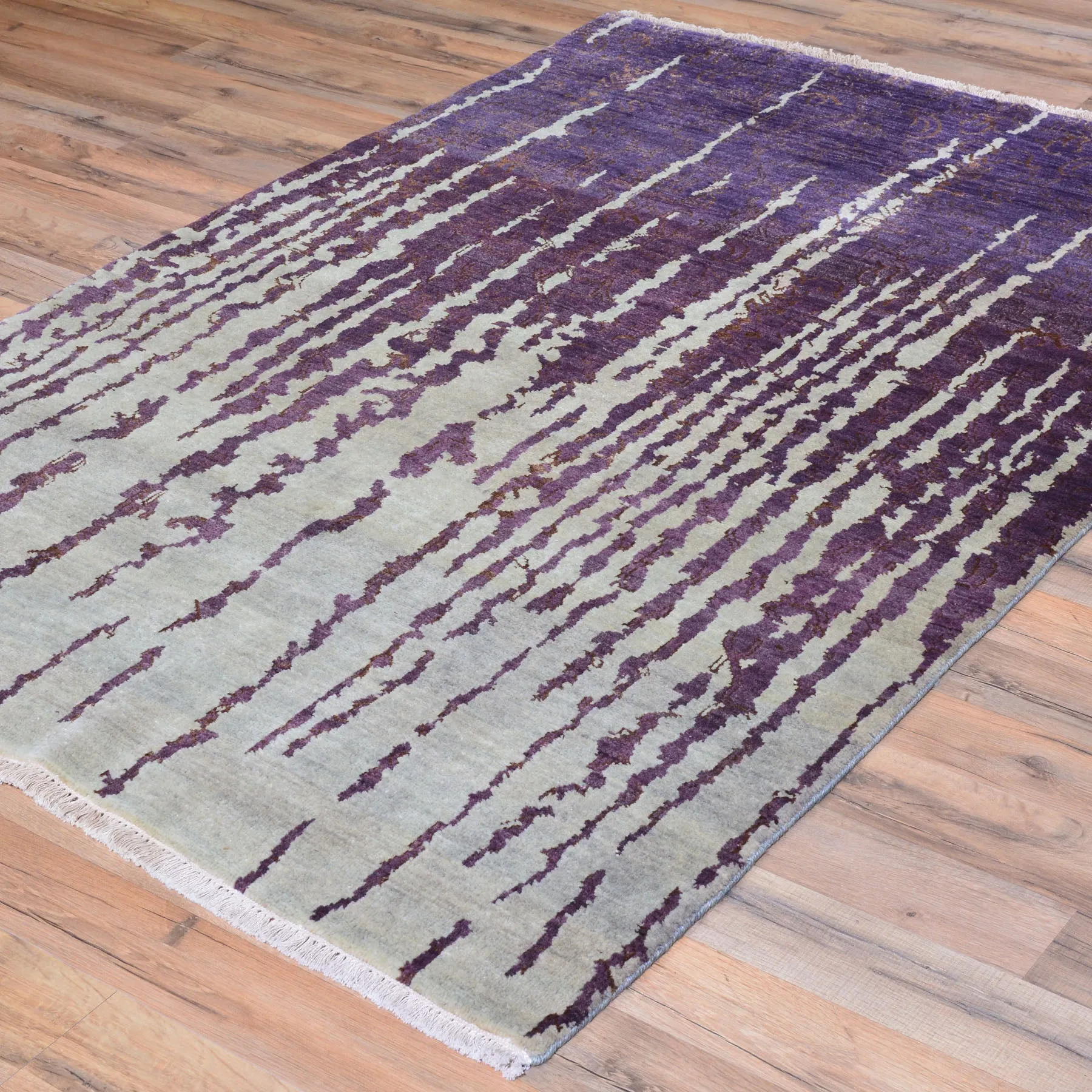 Hand-Knotted Modern Design Handmade Rug (Size 4.0 X 5.10) Brrsf-687