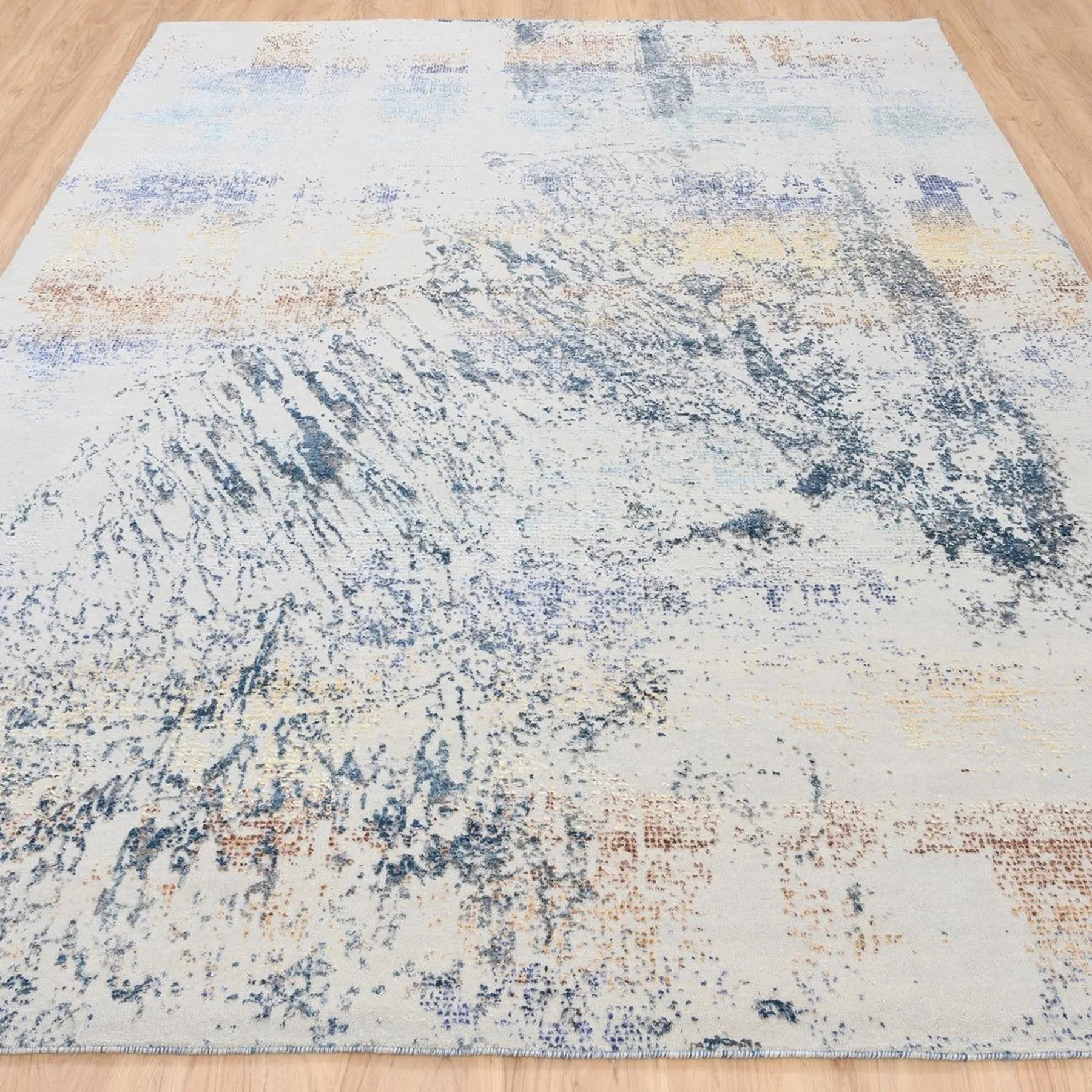 Hand-Knotted Modern Design Handmade Wool/Silk Rug (Size 8.0 X 10) Cwral-8529