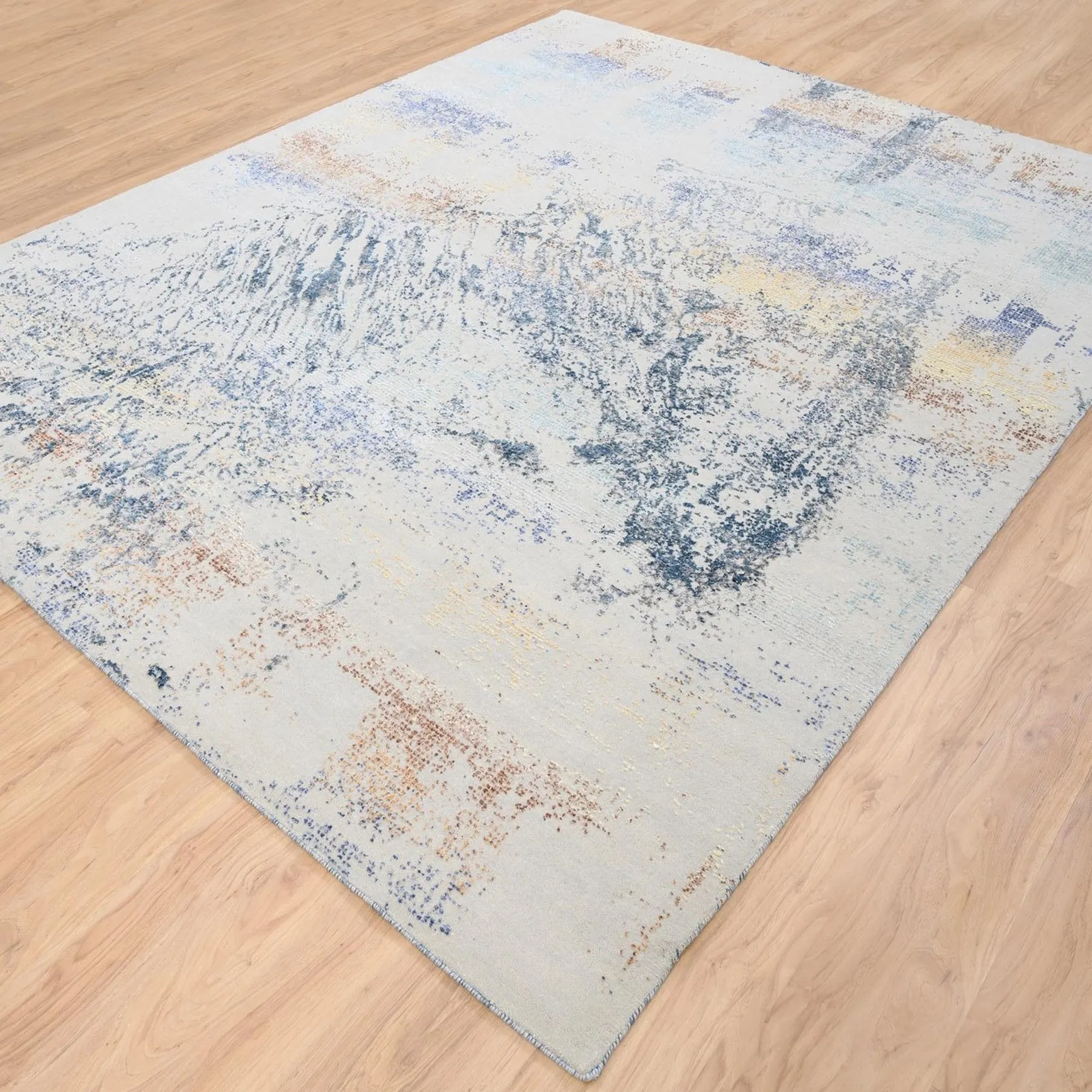Hand-Knotted Modern Design Handmade Wool/Silk Rug (Size 8.0 X 10) Cwral-8529