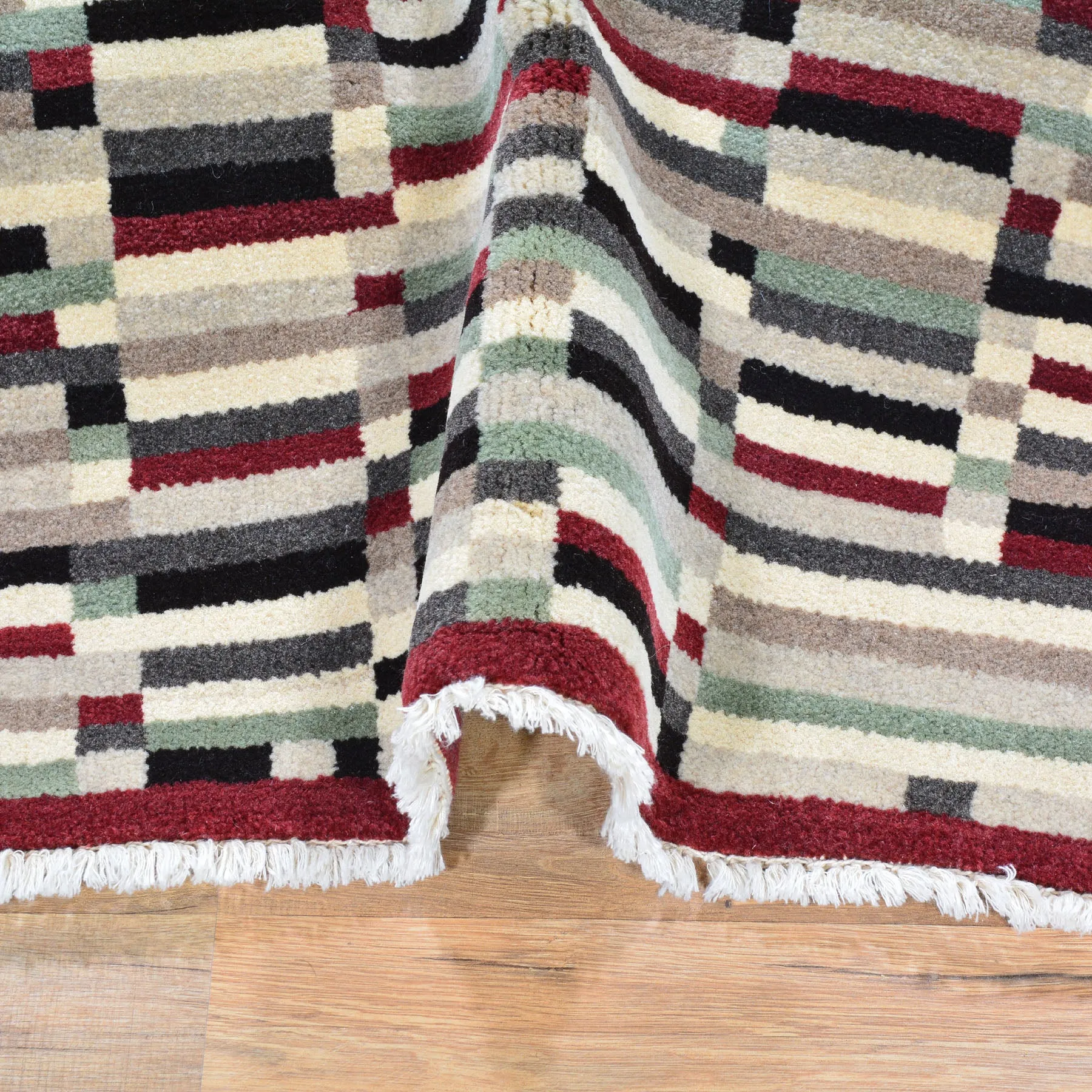 Hand-Knotted Modern Gabbeh Design Handmade Wool Rug (Size 3.11 X 5.11) Cwral-6669