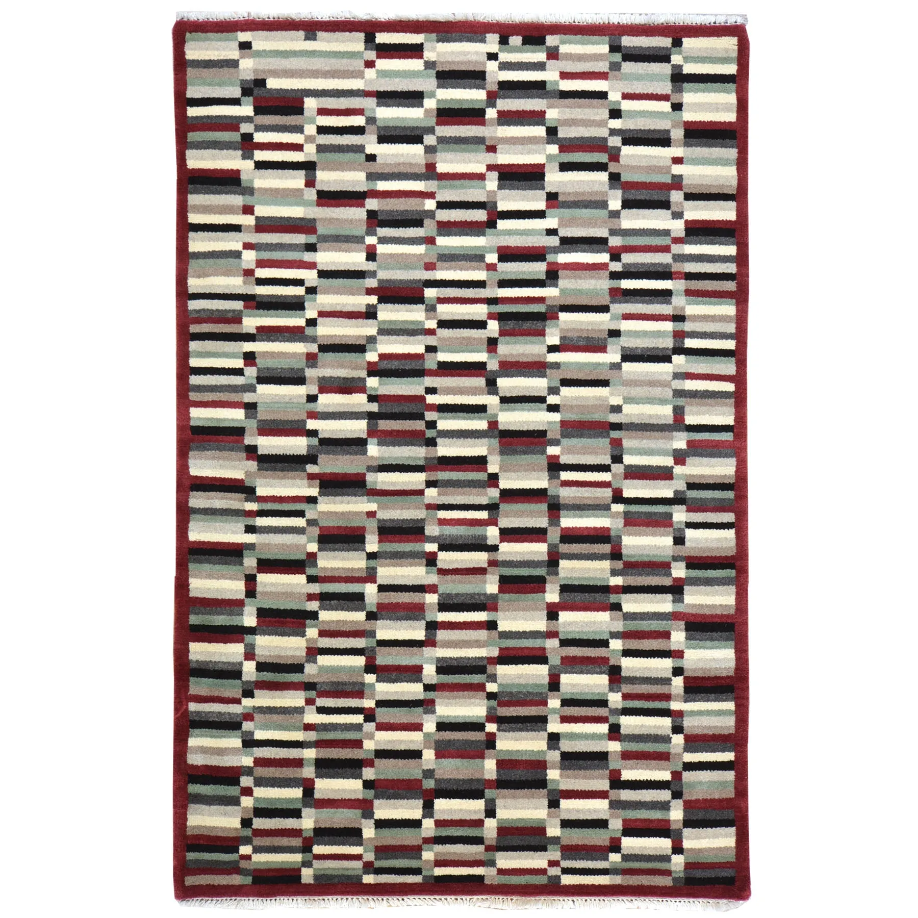 Hand-Knotted Modern Gabbeh Design Handmade Wool Rug (Size 3.11 X 5.11) Cwral-6669