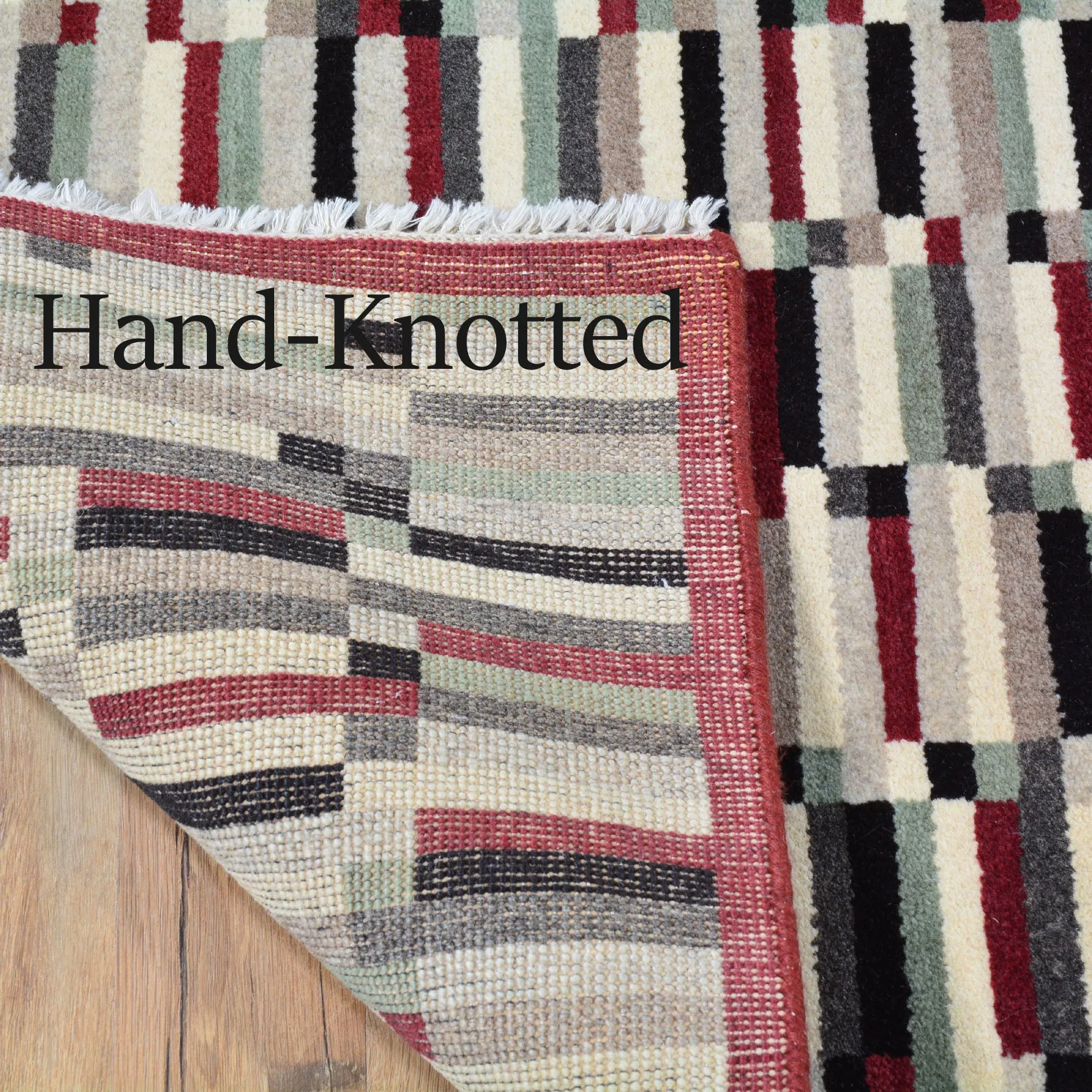 Hand-Knotted Modern Gabbeh Design Handmade Wool Rug (Size 3.11 X 5.11) Cwral-6669