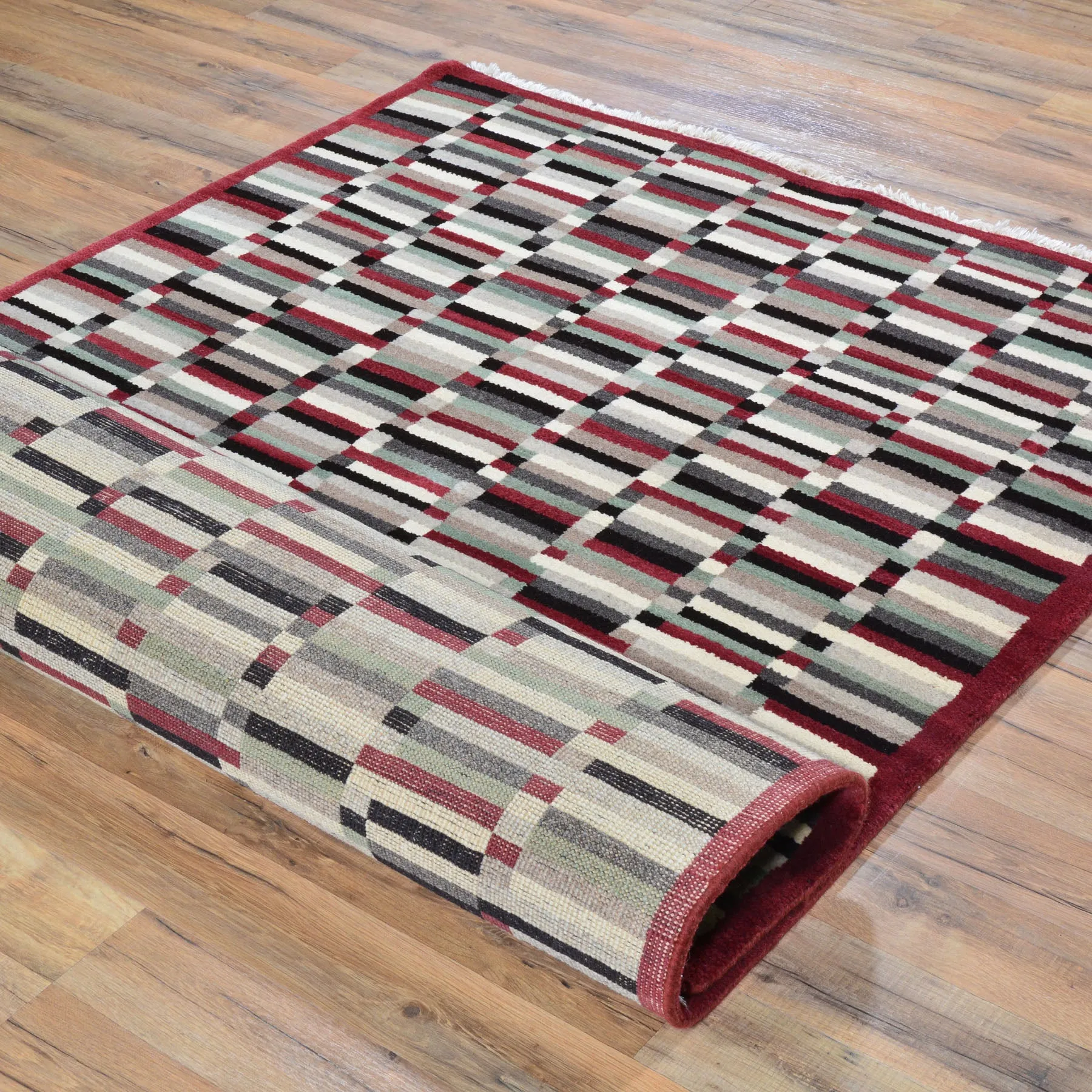 Hand-Knotted Modern Gabbeh Design Handmade Wool Rug (Size 3.11 X 5.11) Cwral-6669