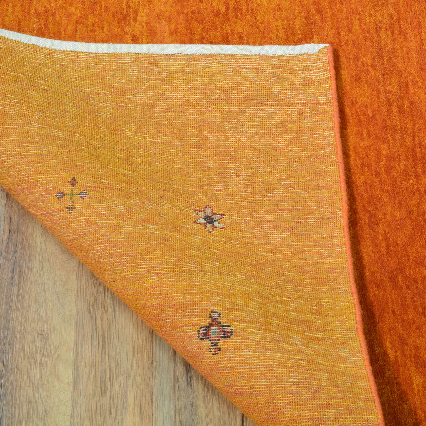 Hand-Knotted Modern Orange Contemporary Design Wool Rug (Size 7.11 X 10.0) Cwral-10542