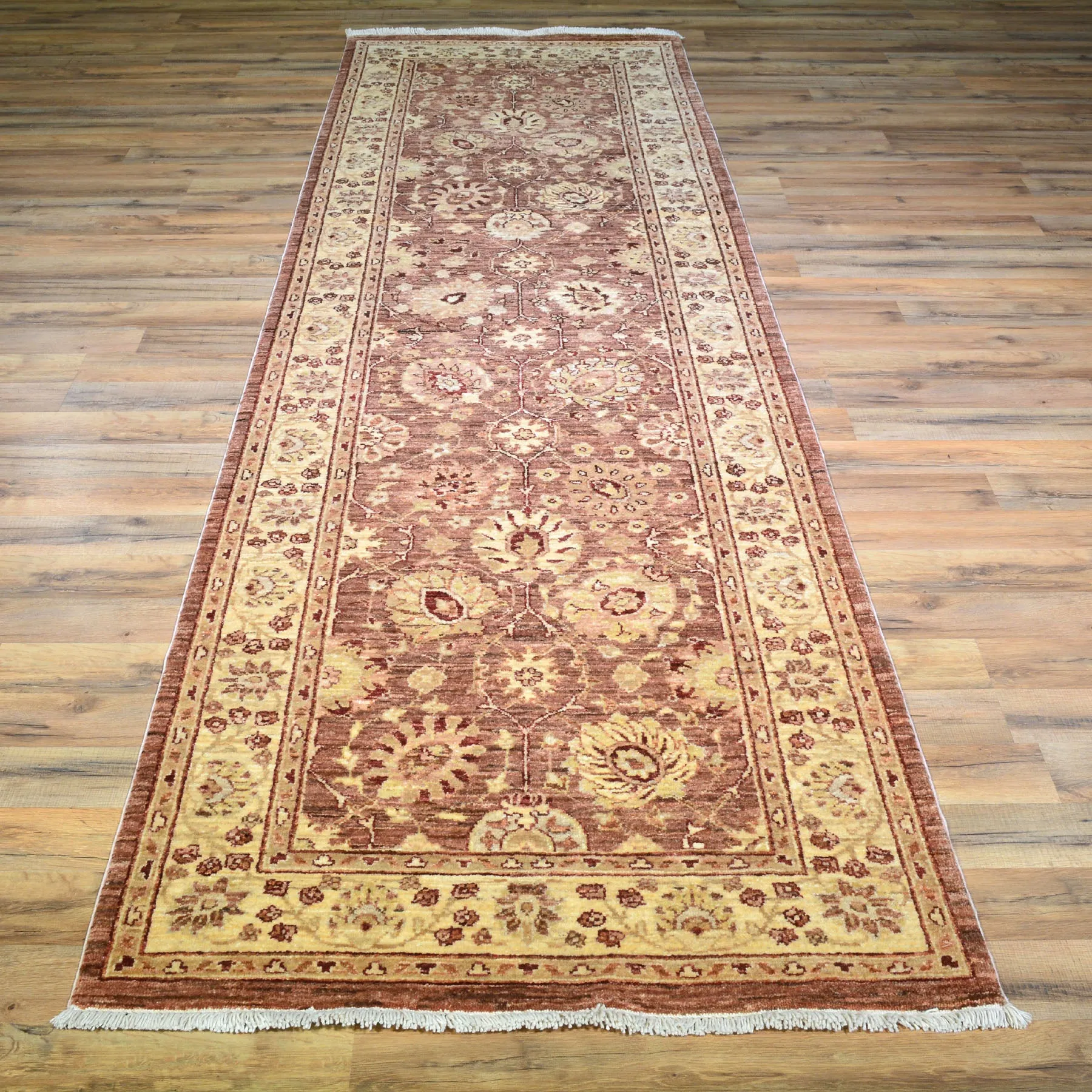 Hand-Knotted Oriental Afghan Chobi Mahal Design 100% Wool Rug (Size 3.1 X 10.1) Brral-2889