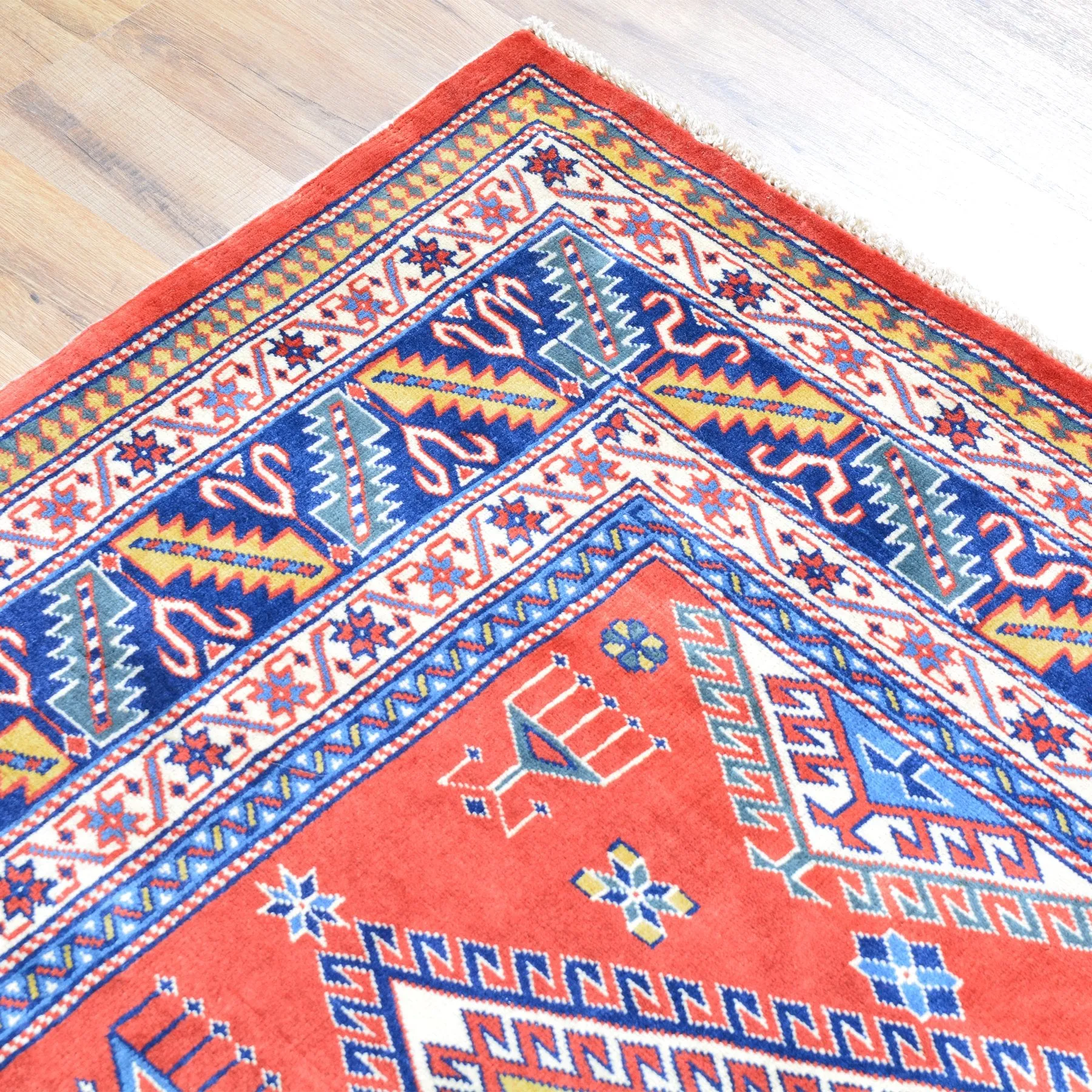 Hand-Knotted Oriental Fine Afghan Shirvan Design Wool Rug (Size 5.2 X 6.11) Cwral-729