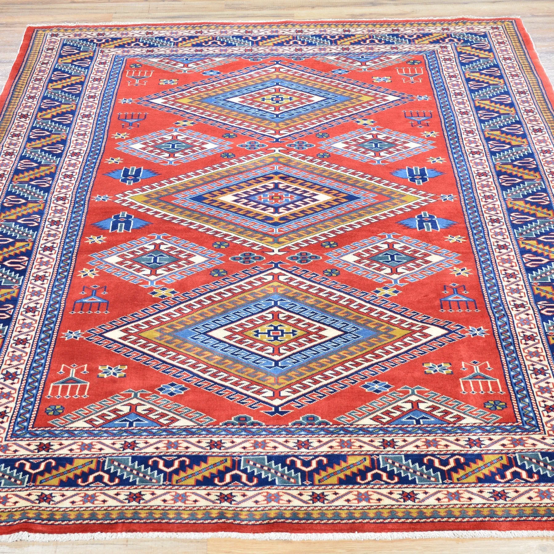 Hand-Knotted Oriental Fine Afghan Shirvan Design Wool Rug (Size 5.2 X 6.11) Cwral-729