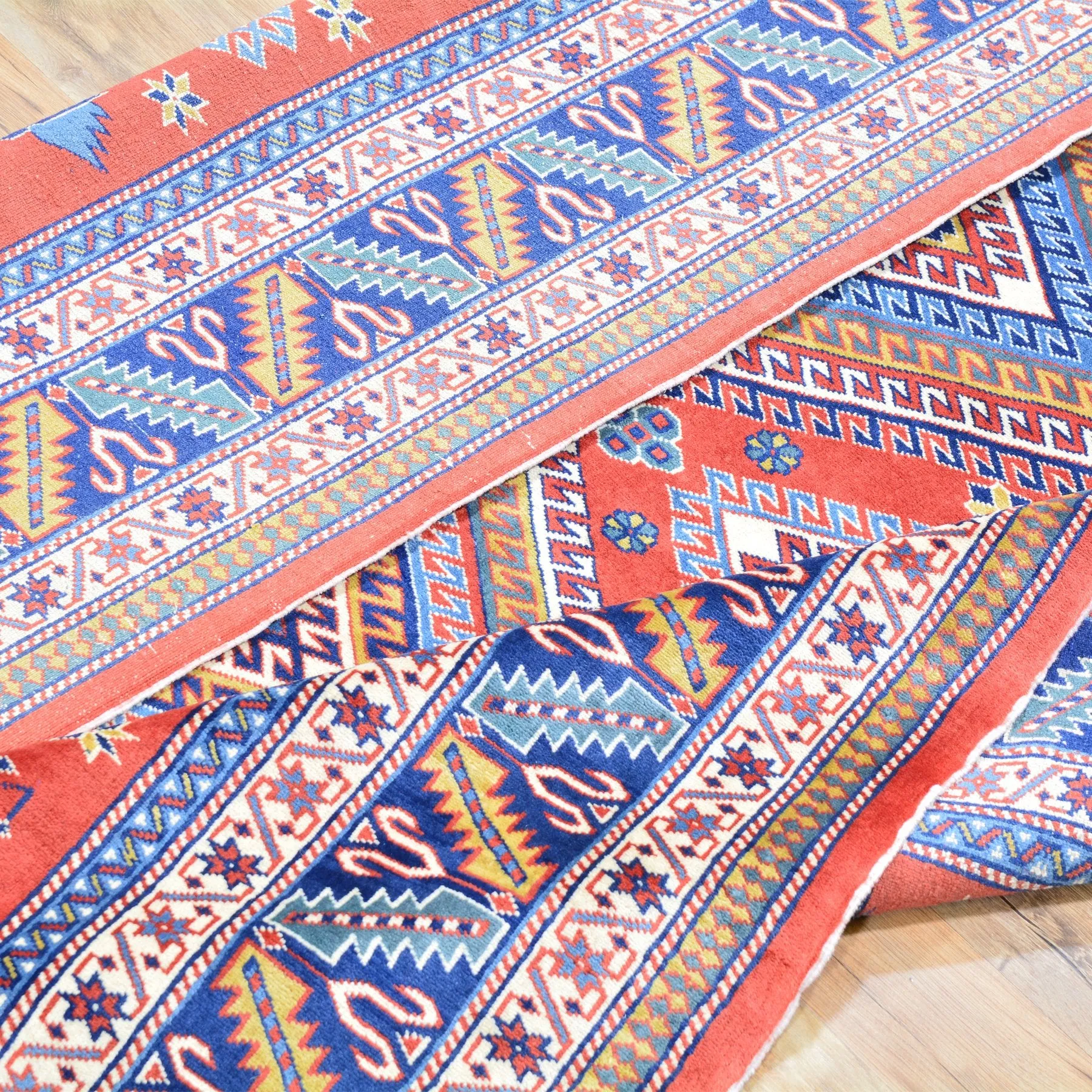 Hand-Knotted Oriental Fine Afghan Shirvan Design Wool Rug (Size 5.2 X 6.11) Cwral-729