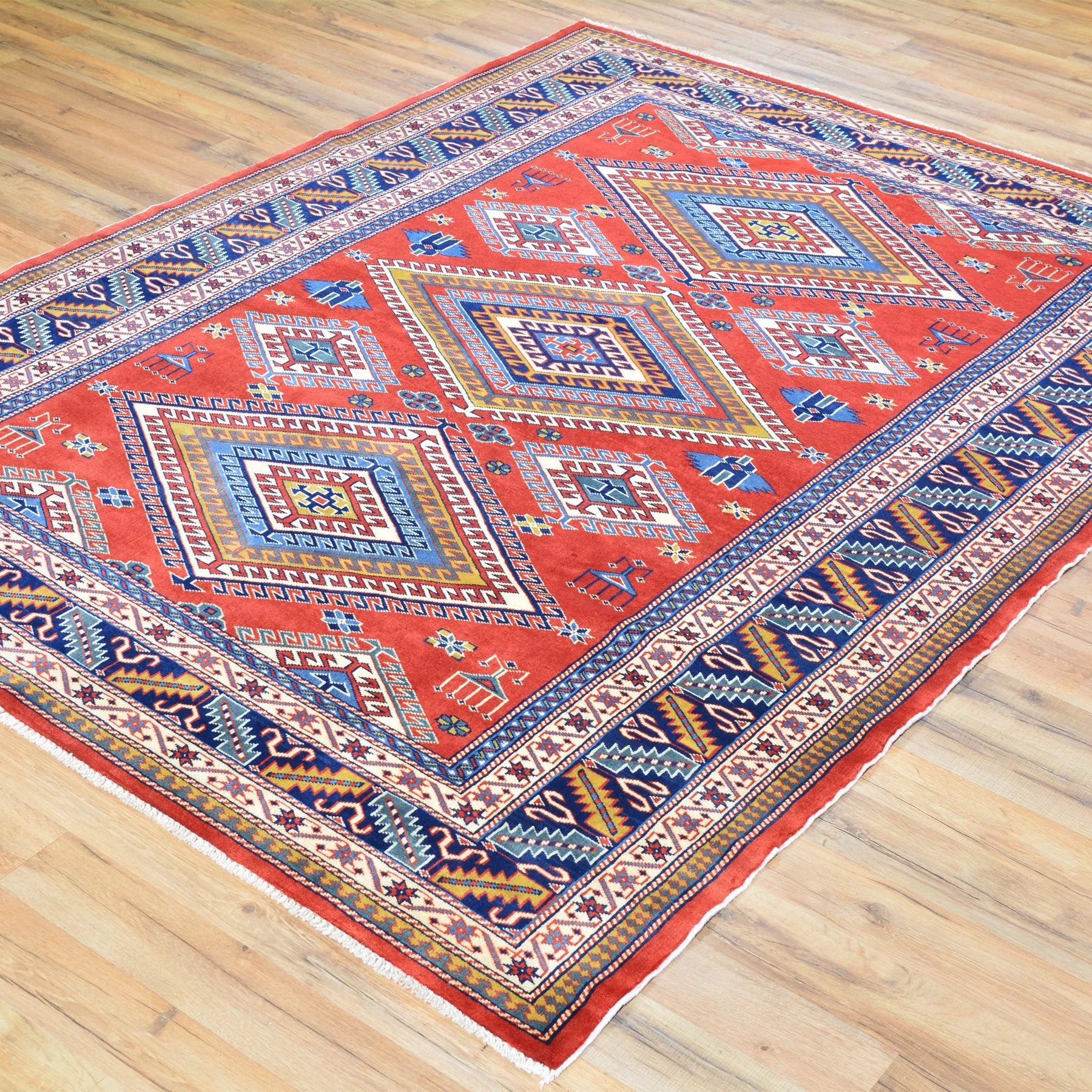 Hand-Knotted Oriental Fine Afghan Shirvan Design Wool Rug (Size 5.2 X 6.11) Cwral-729