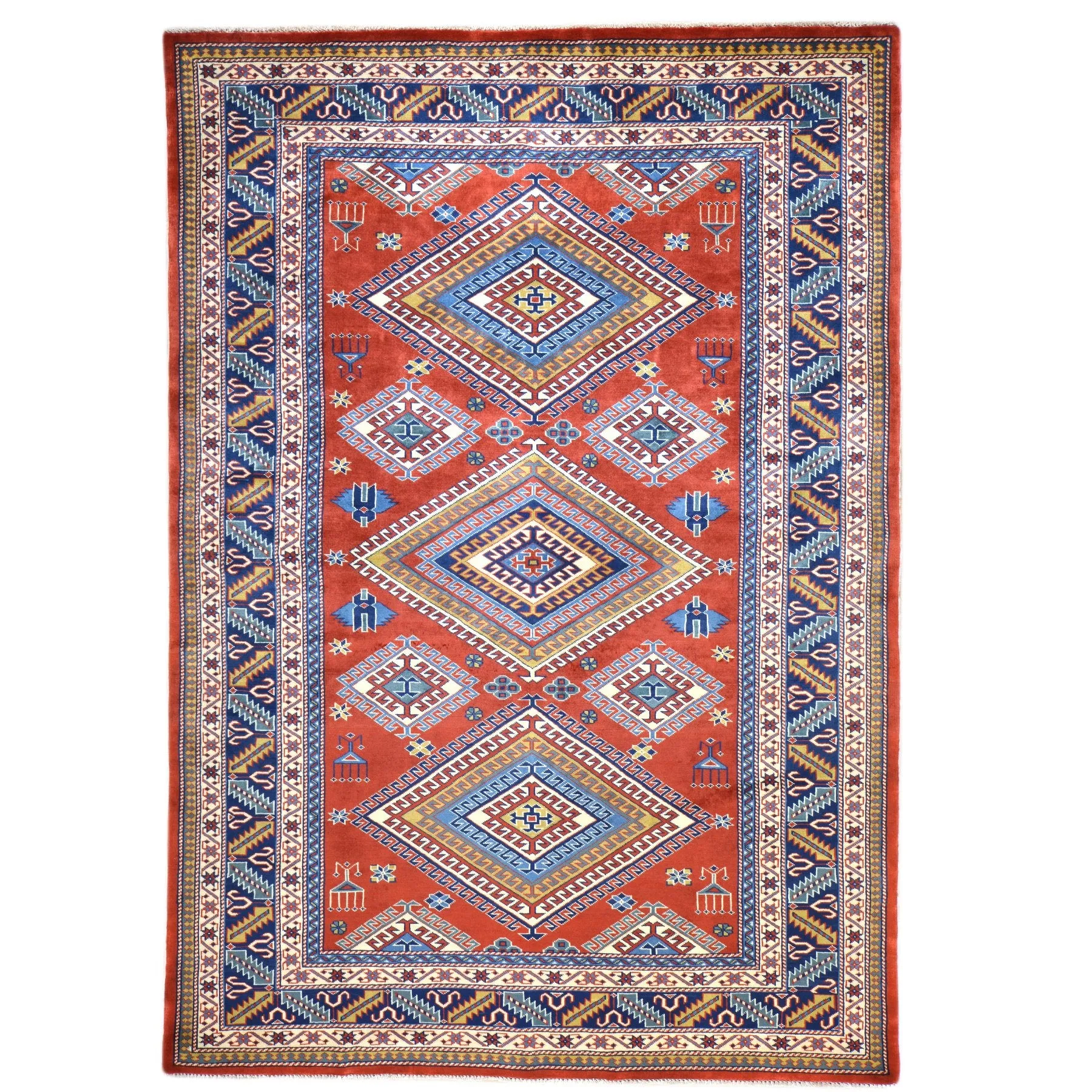 Hand-Knotted Oriental Fine Afghan Shirvan Design Wool Rug (Size 5.2 X 6.11) Cwral-729