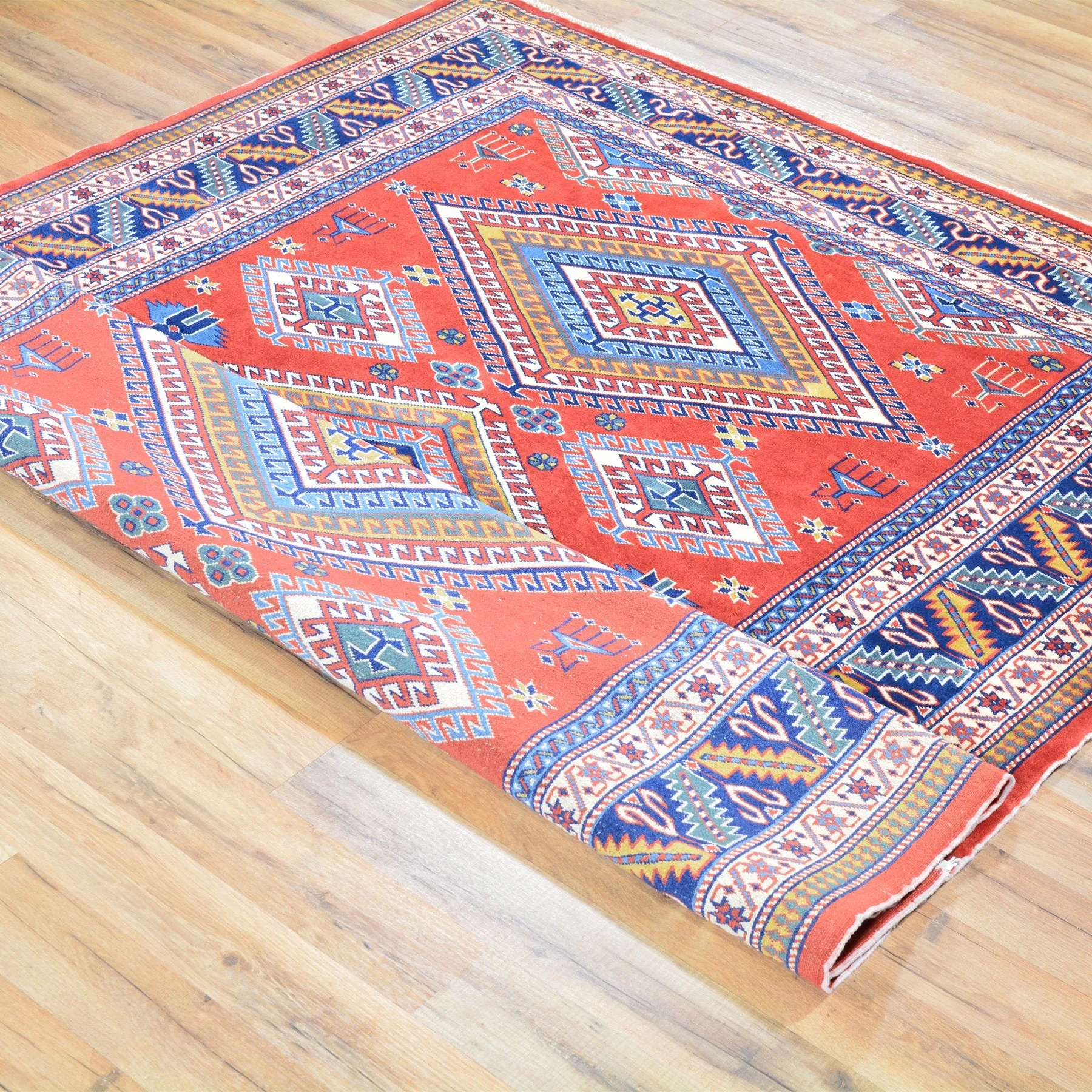 Hand-Knotted Oriental Fine Afghan Shirvan Design Wool Rug (Size 5.2 X 6.11) Cwral-729