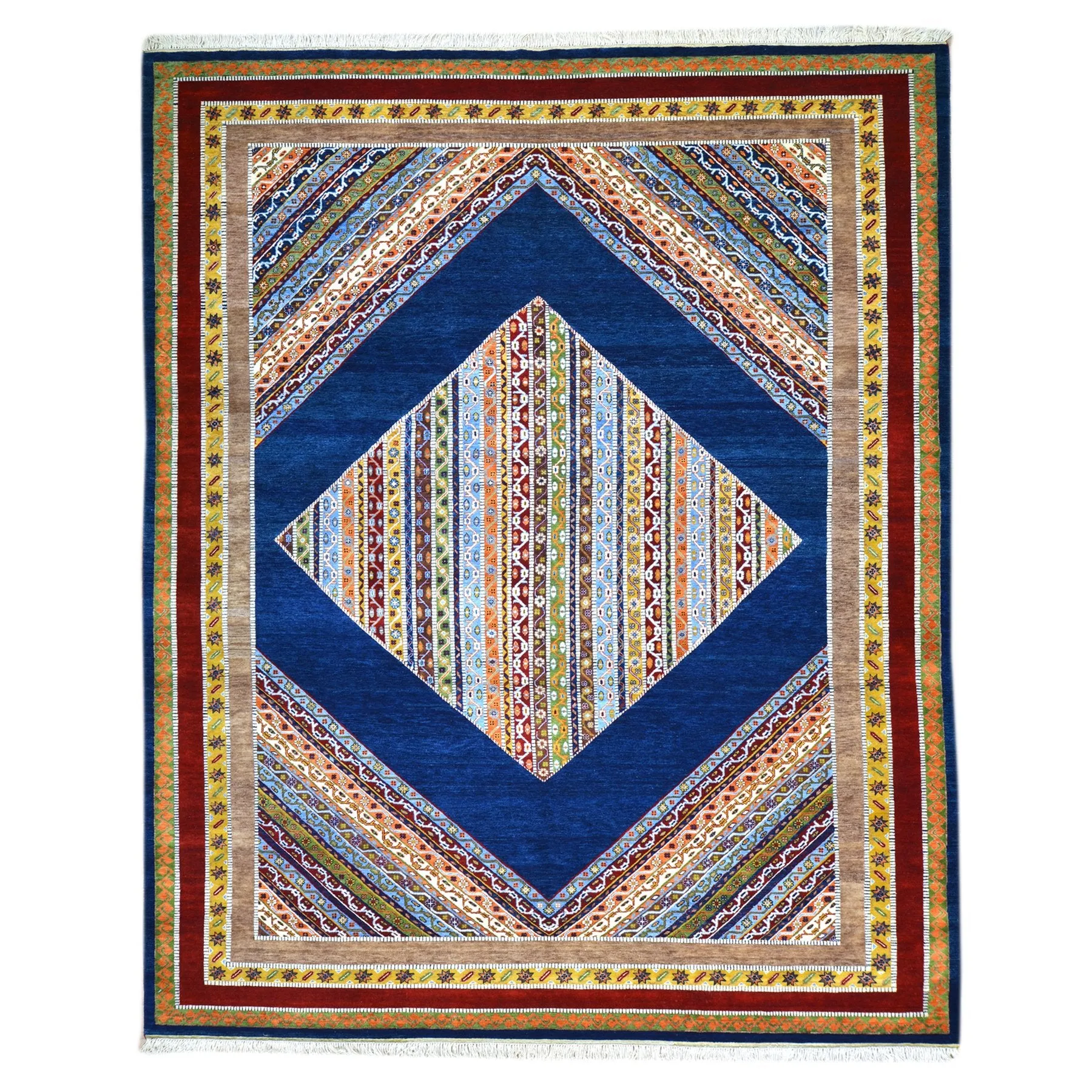 Hand-Knotted Oriental Geometric Design Wool Handmade Rug (Size 8.5 X 11.9) Brral-1221